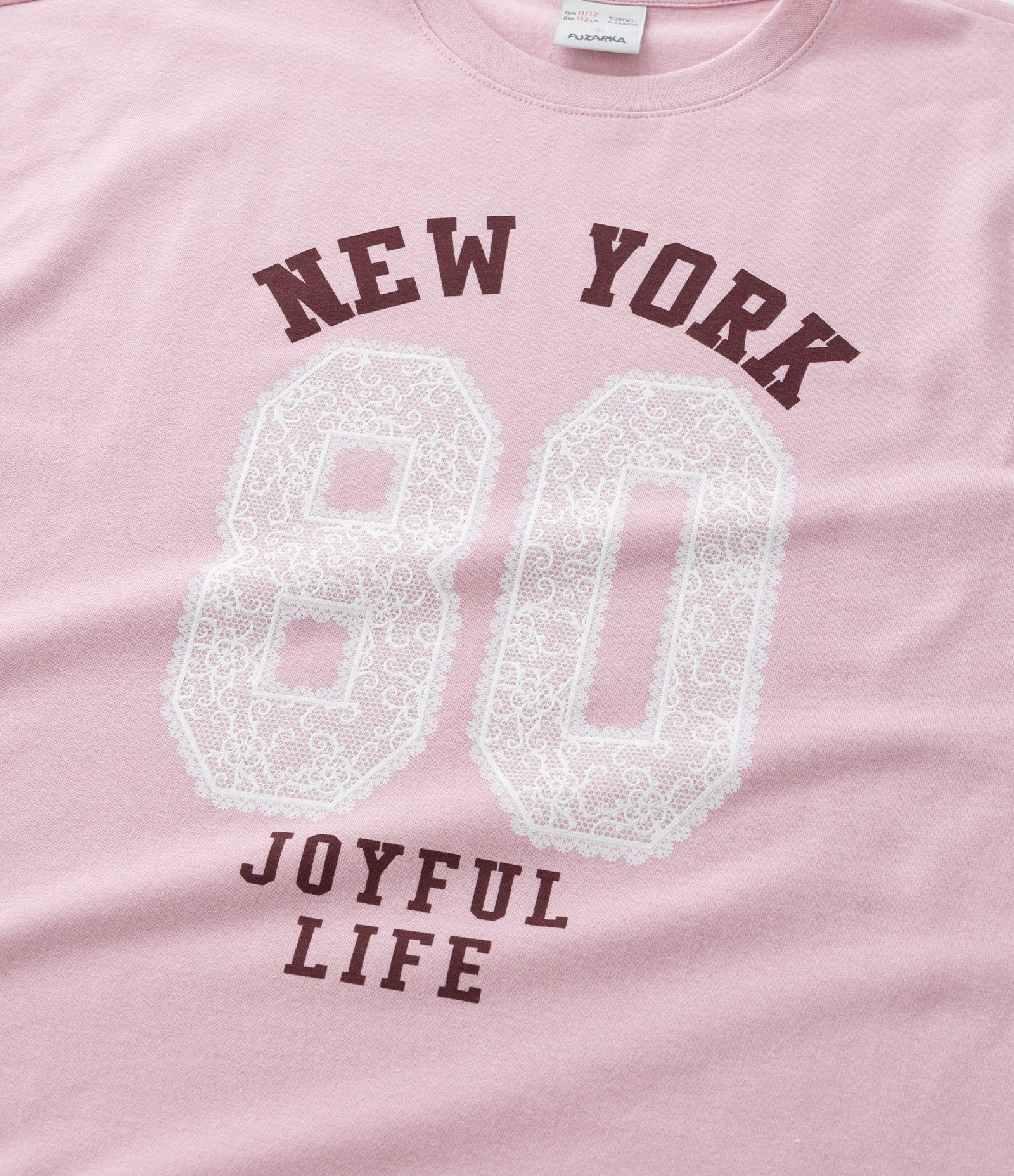 Camiseta Curta Infantil com Lettering New York - Tam 5 a 14 Anos Rosa 5