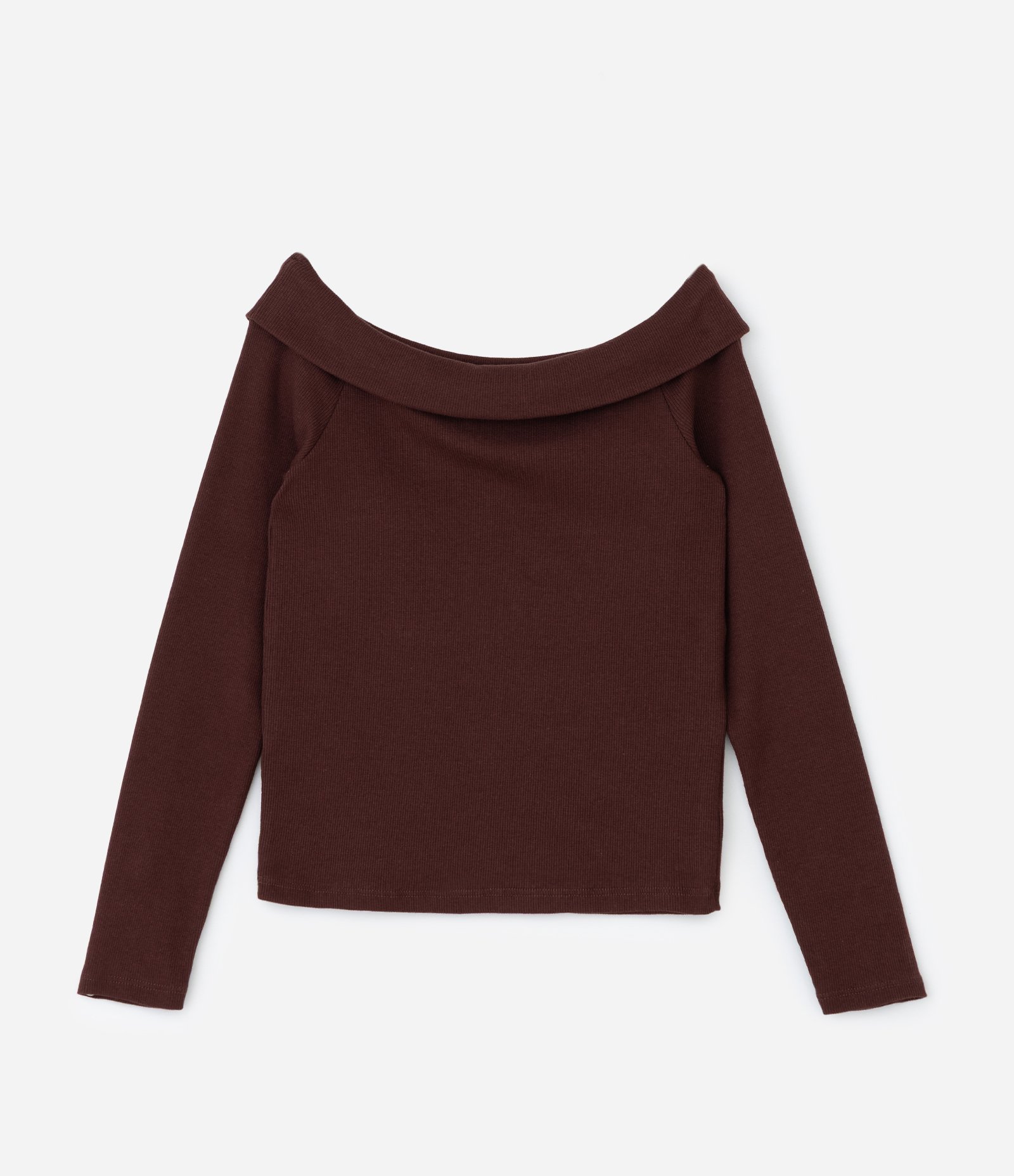 Blusa Cropped Infantil Ombro a Ombro com Pala Dobrada - Tam 5 a 14 Anos Marrom 2