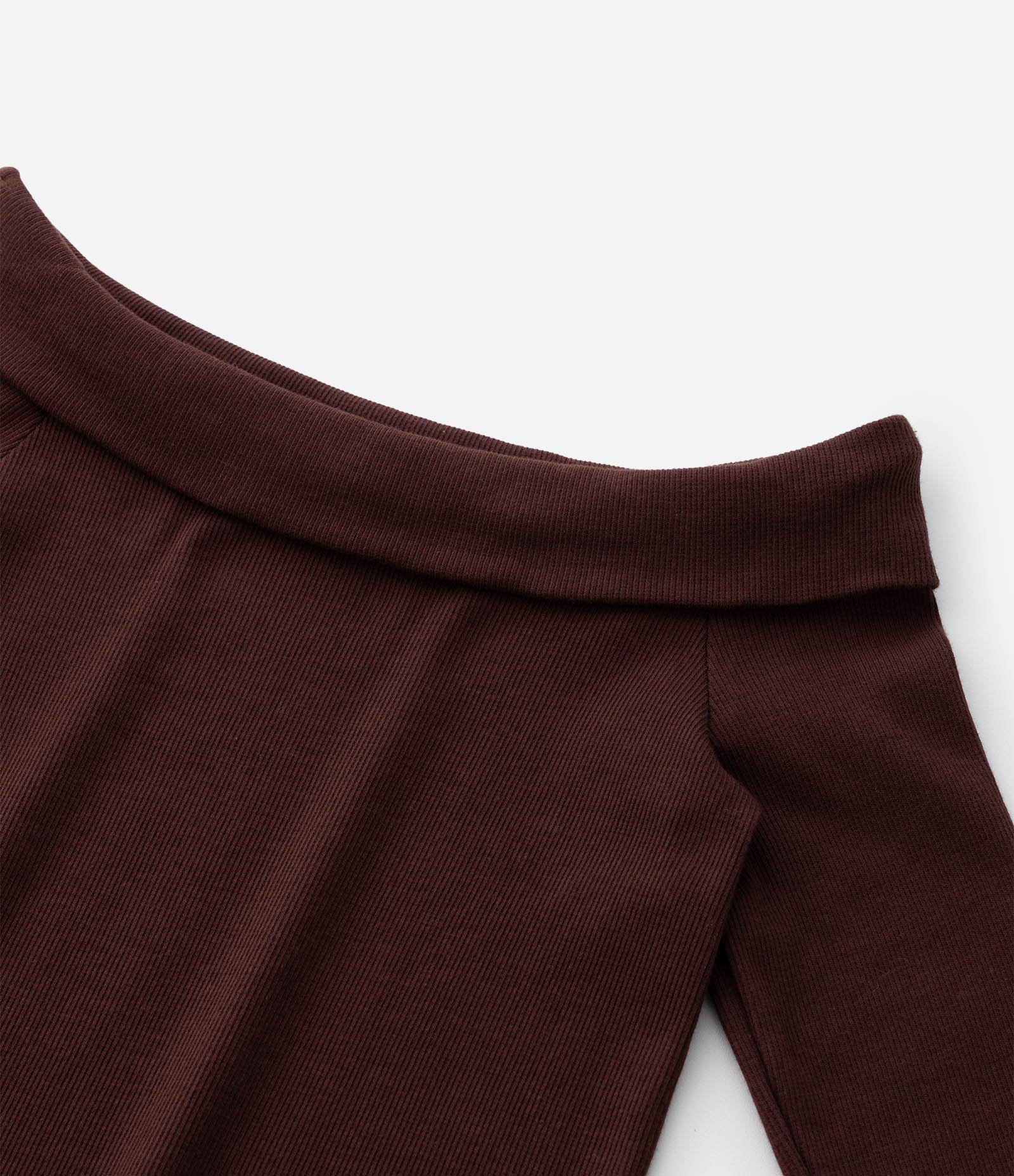 Blusa Cropped Infantil Ombro a Ombro com Pala Dobrada - Tam 5 a 14 Anos Marrom 5