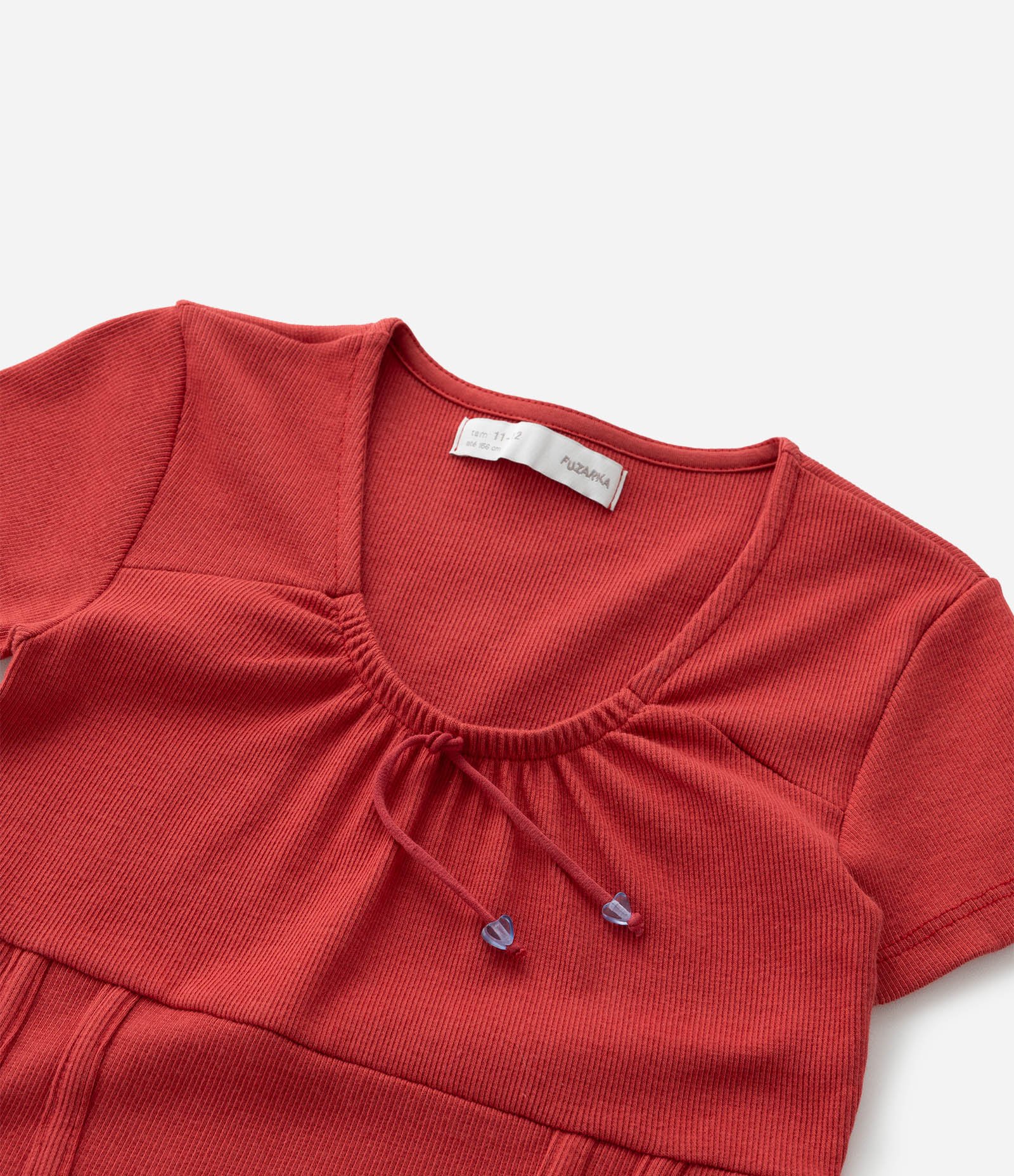 Blusa Infantil em Ribana com Pingente de Coração - Tam 5 A 14 Anos Vermelho 7