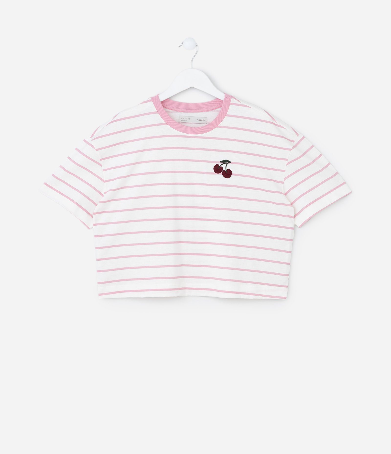 Blusa Boxy Infantil com Bordado de Cereja - Tam 5 A 14 Anos Branco 2