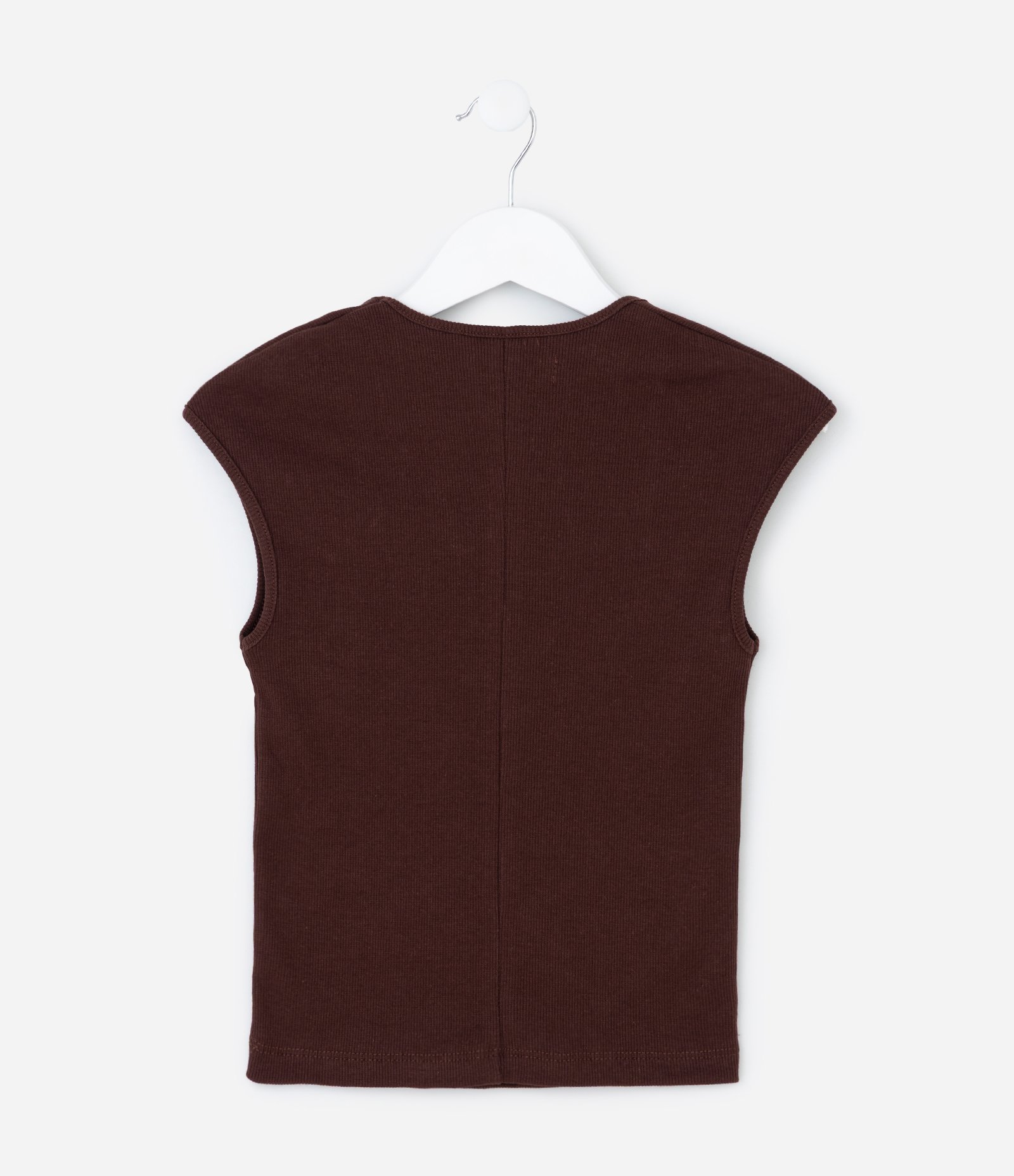 Blusa Infantil em Ribana com Decote Quadrado - Tam 5 a 14 Anos Marrom 3