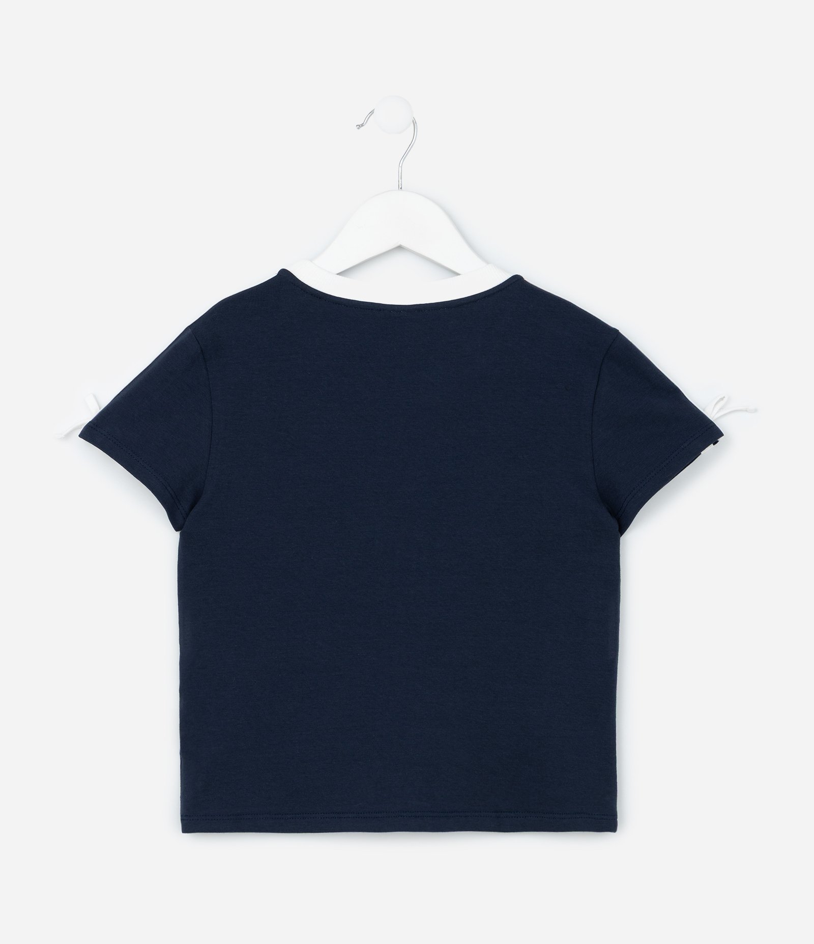 Blusa Infantil com Lacinhos e Bordado Cereja - Tam 5 a 14 Anos Azul 3