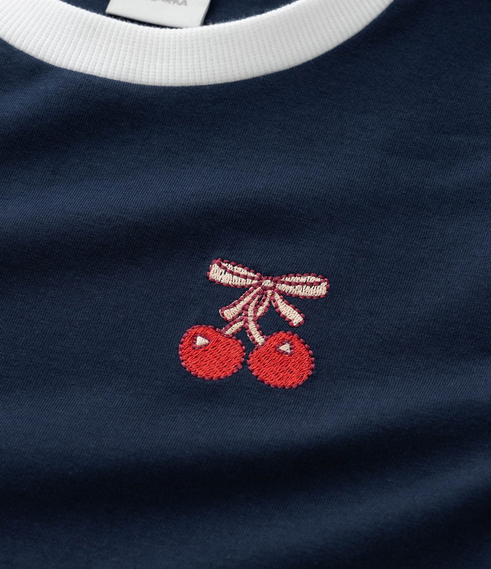 Blusa Infantil com Lacinhos e Bordado Cereja - Tam 5 a 14 Anos Azul 7