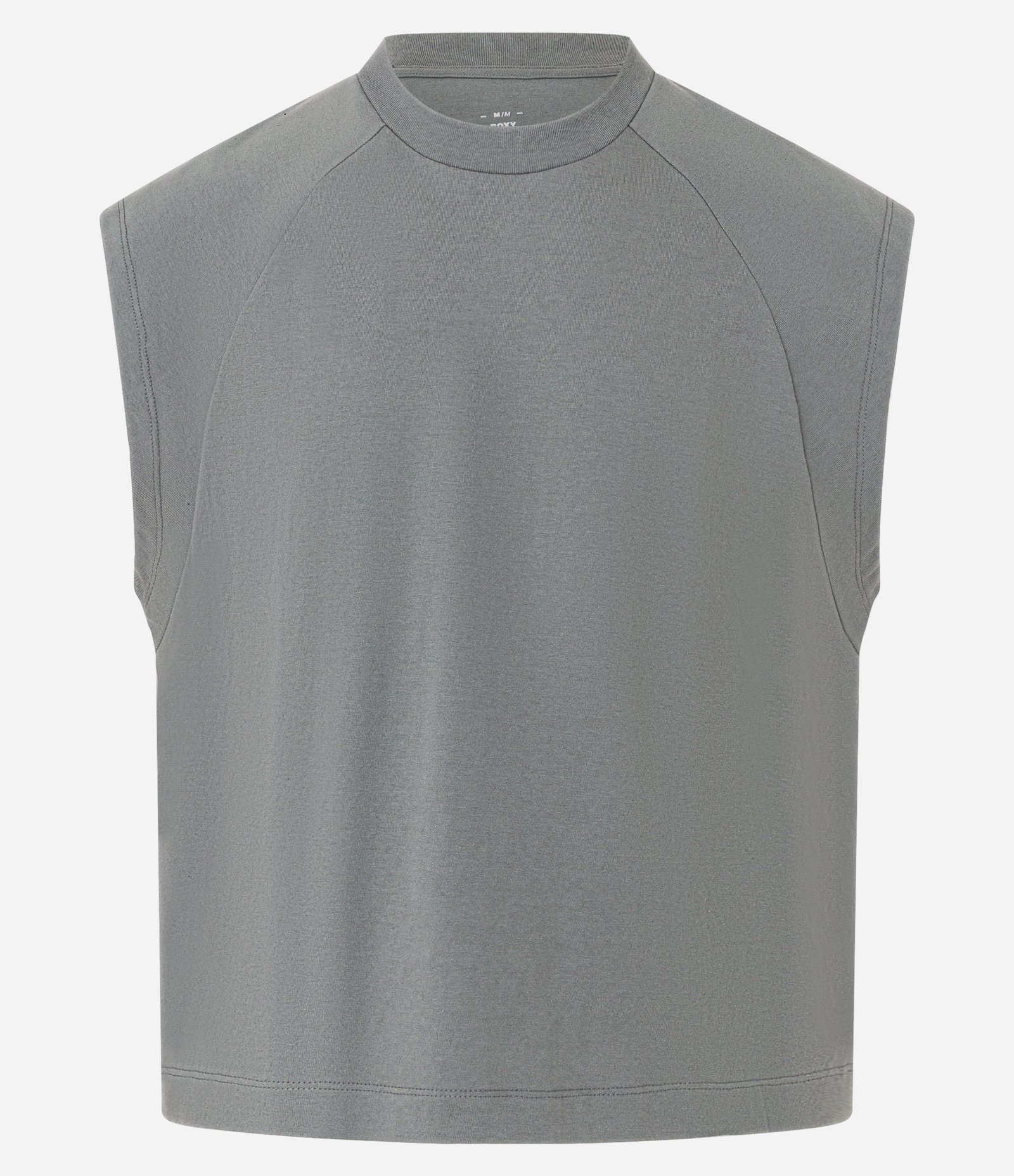 Regata Boxy em Malhão com Gola Raglan Cinza 1