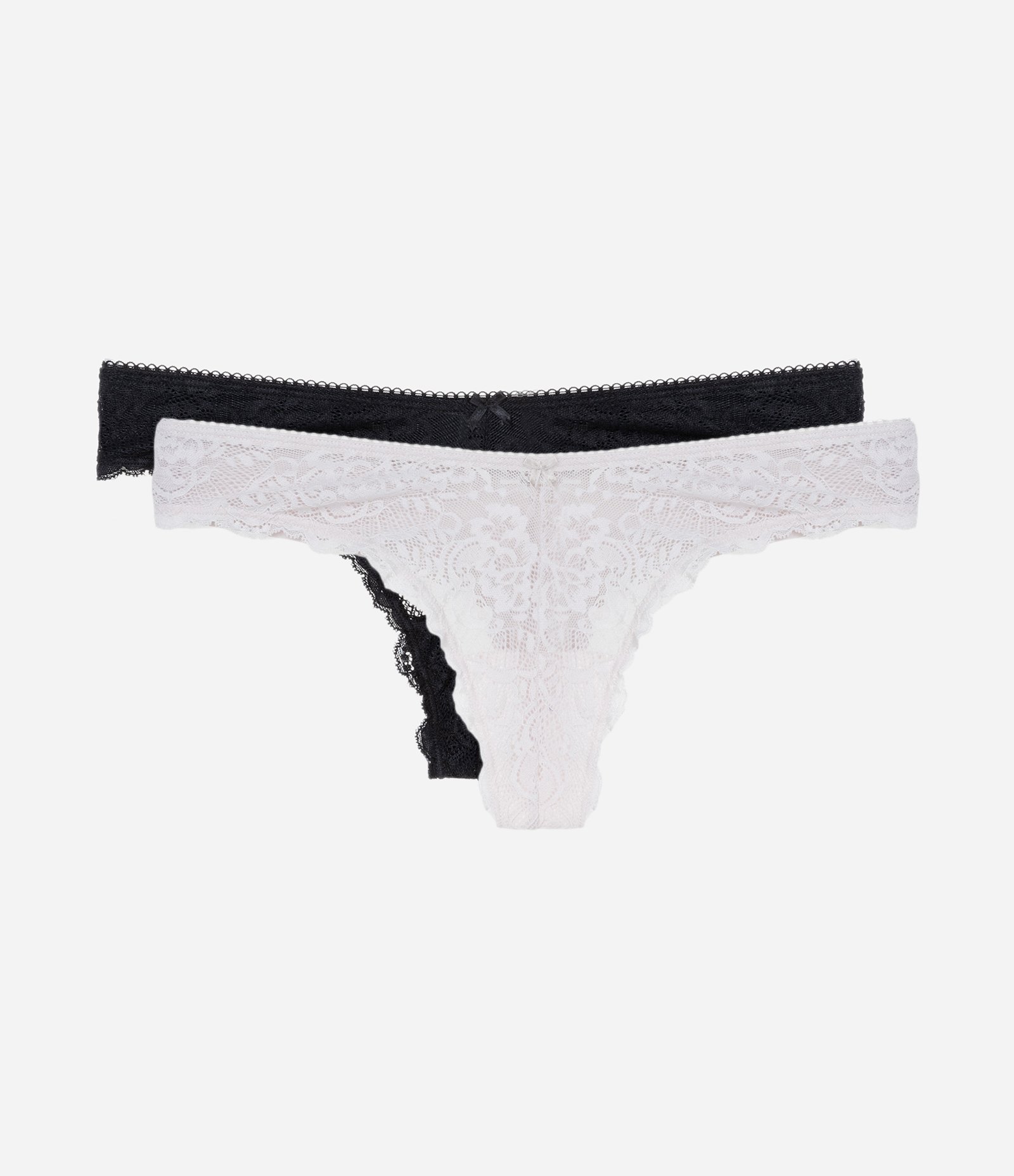 Kit 02 Calcinhas Biquíni Fio Duplo em Renda Floral Preto/Lilás 1