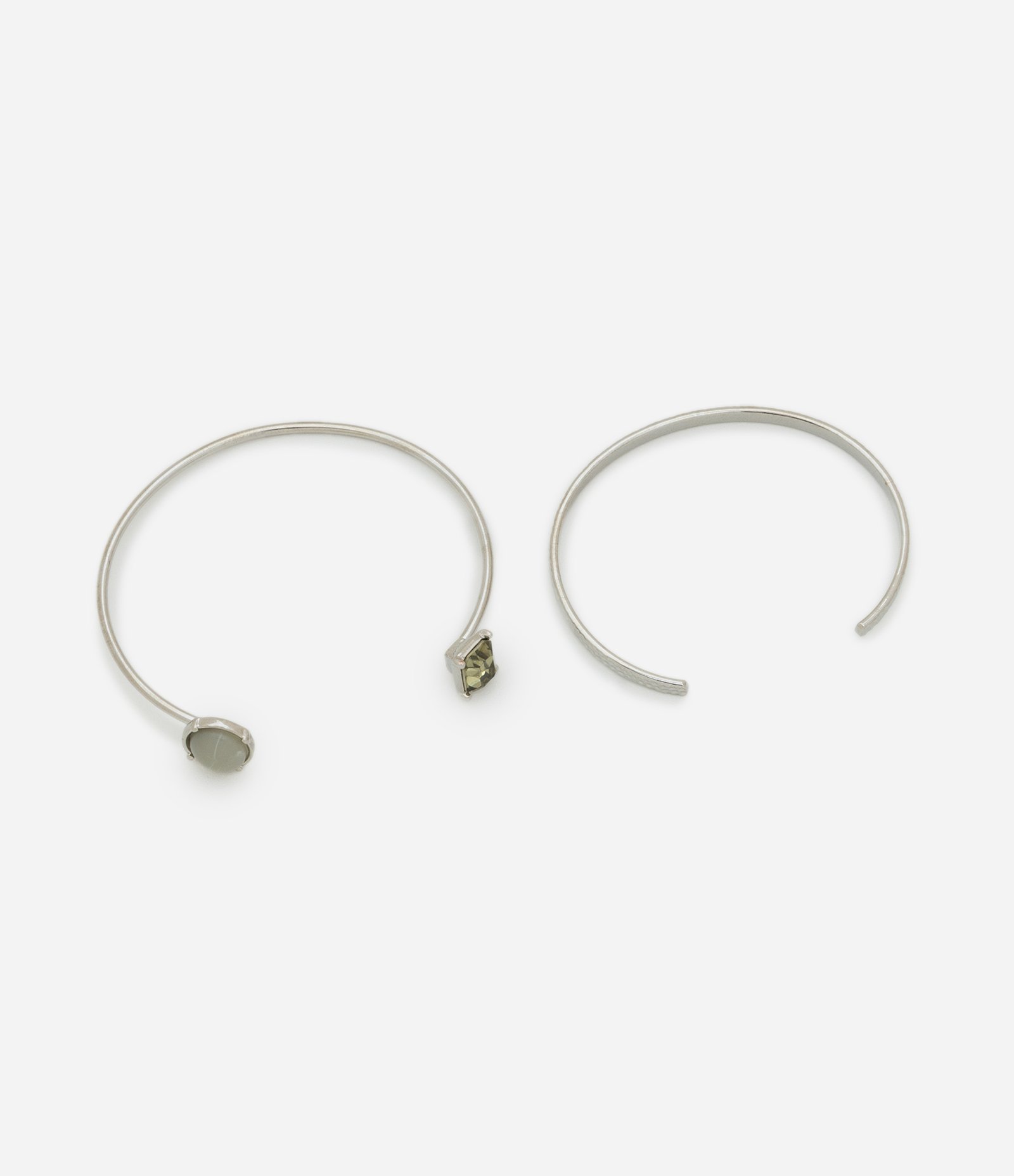 Kit 02 Braceletes Rígidos com Abertura Prata 2