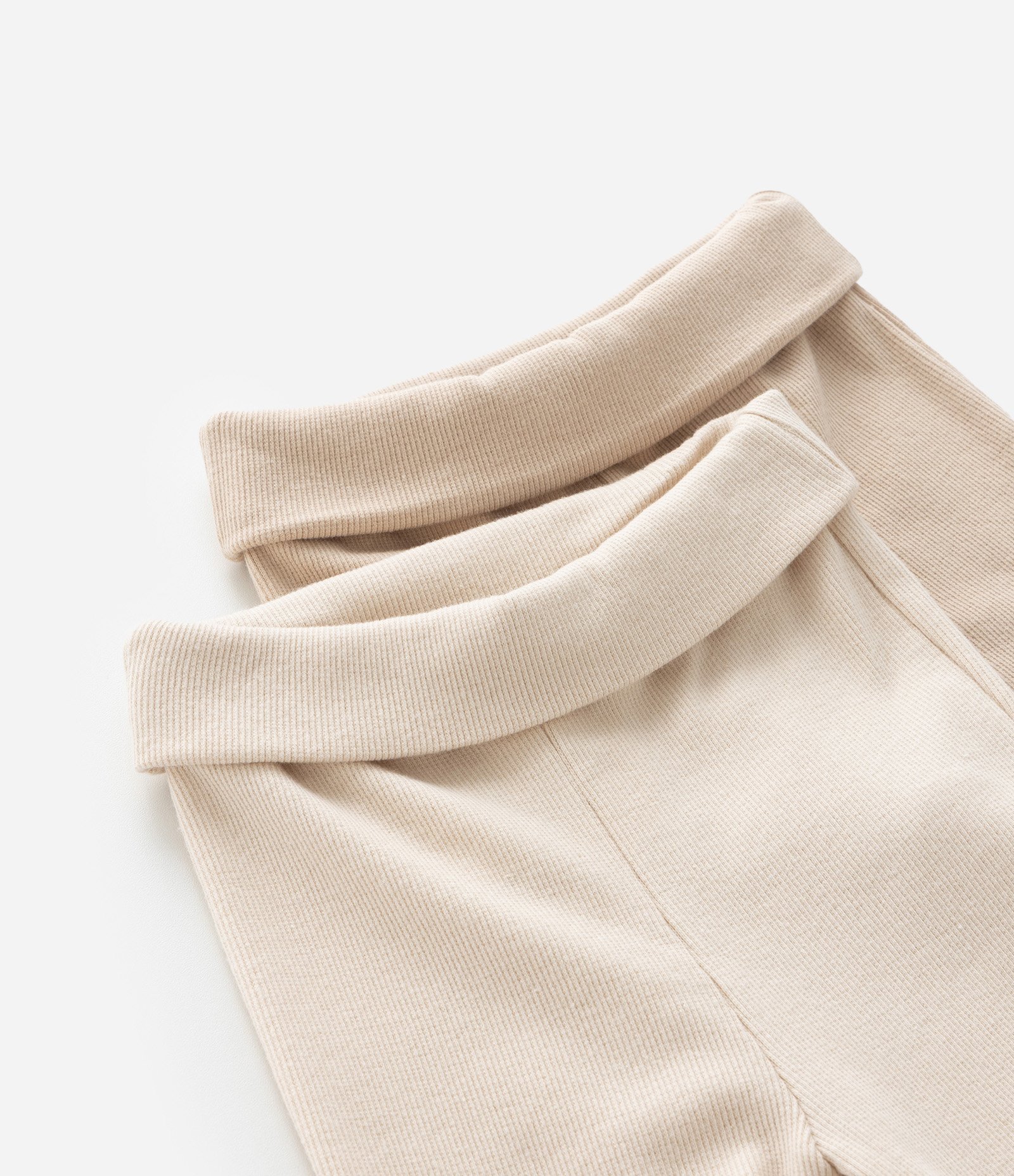 Kit 02 Calças Infantis em Ribana com Cós Dobrado - Tam RN a 18 meses Bege 5