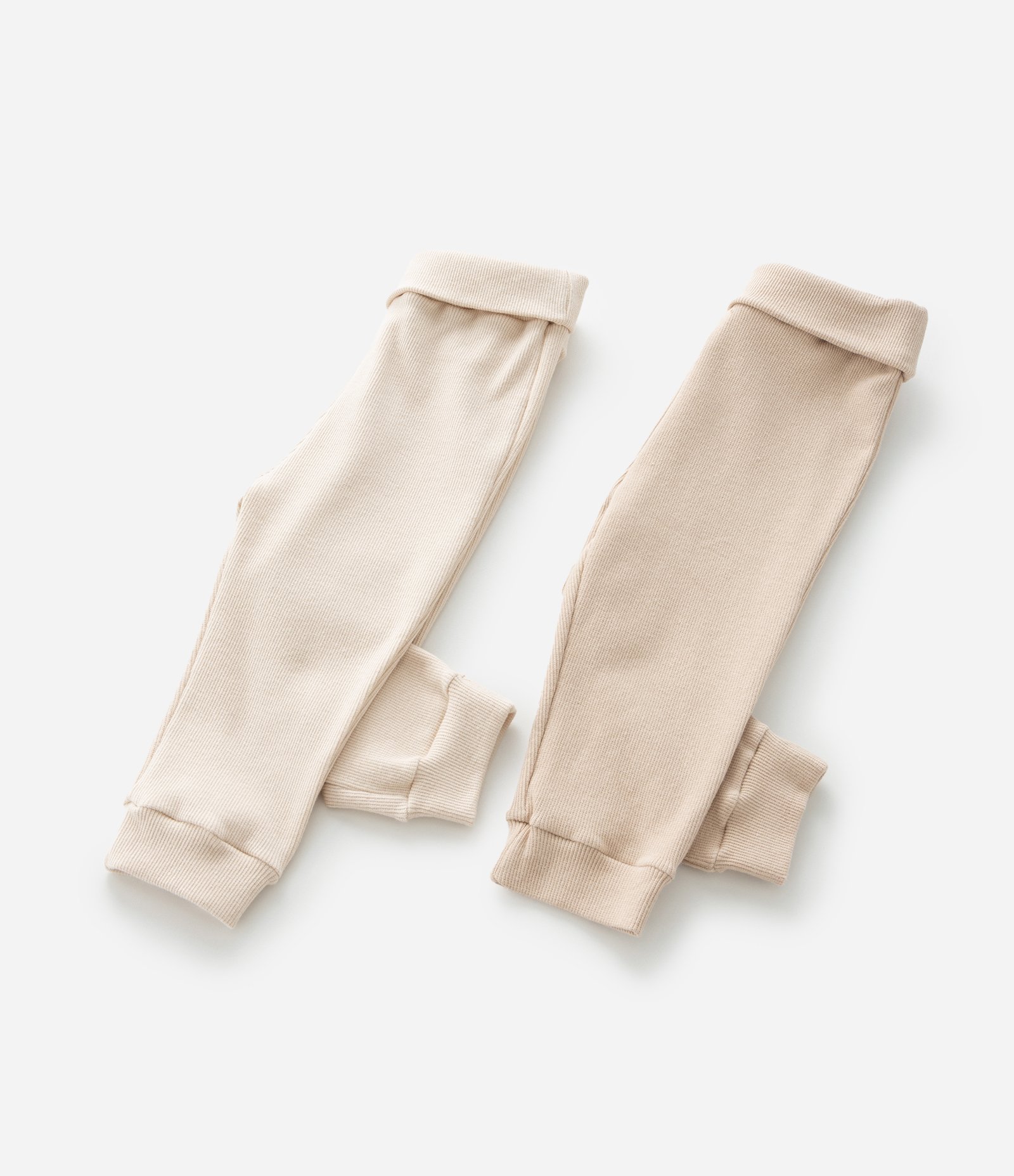 Kit 02 Calças Infantis em Ribana com Cós Dobrado - Tam RN a 18 meses Bege 6