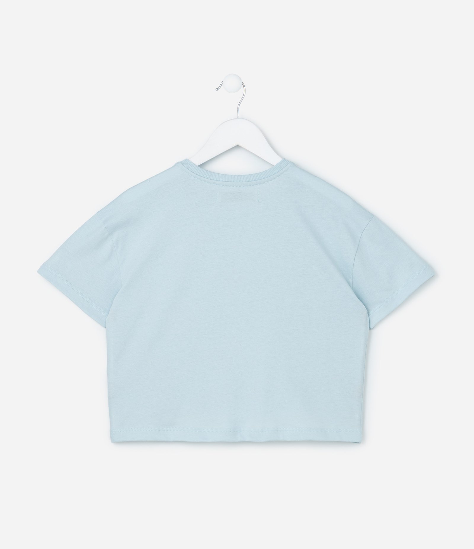 Blusa Cropped Infantil com Bordado Laços - Tam 5 a 14 Anos Azul 2