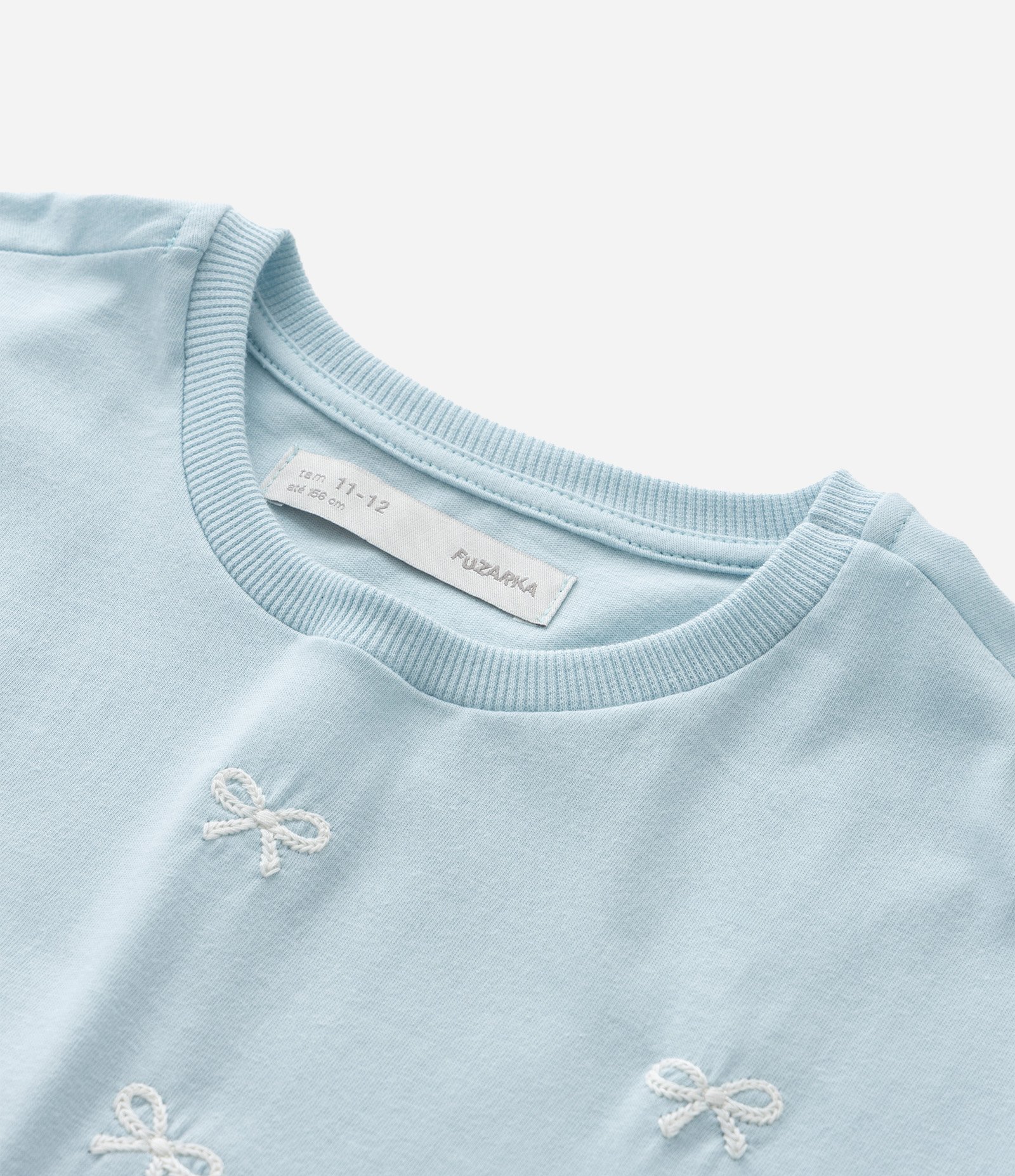 Blusa Cropped Infantil com Bordado Laços - Tam 5 a 14 Anos Azul 3