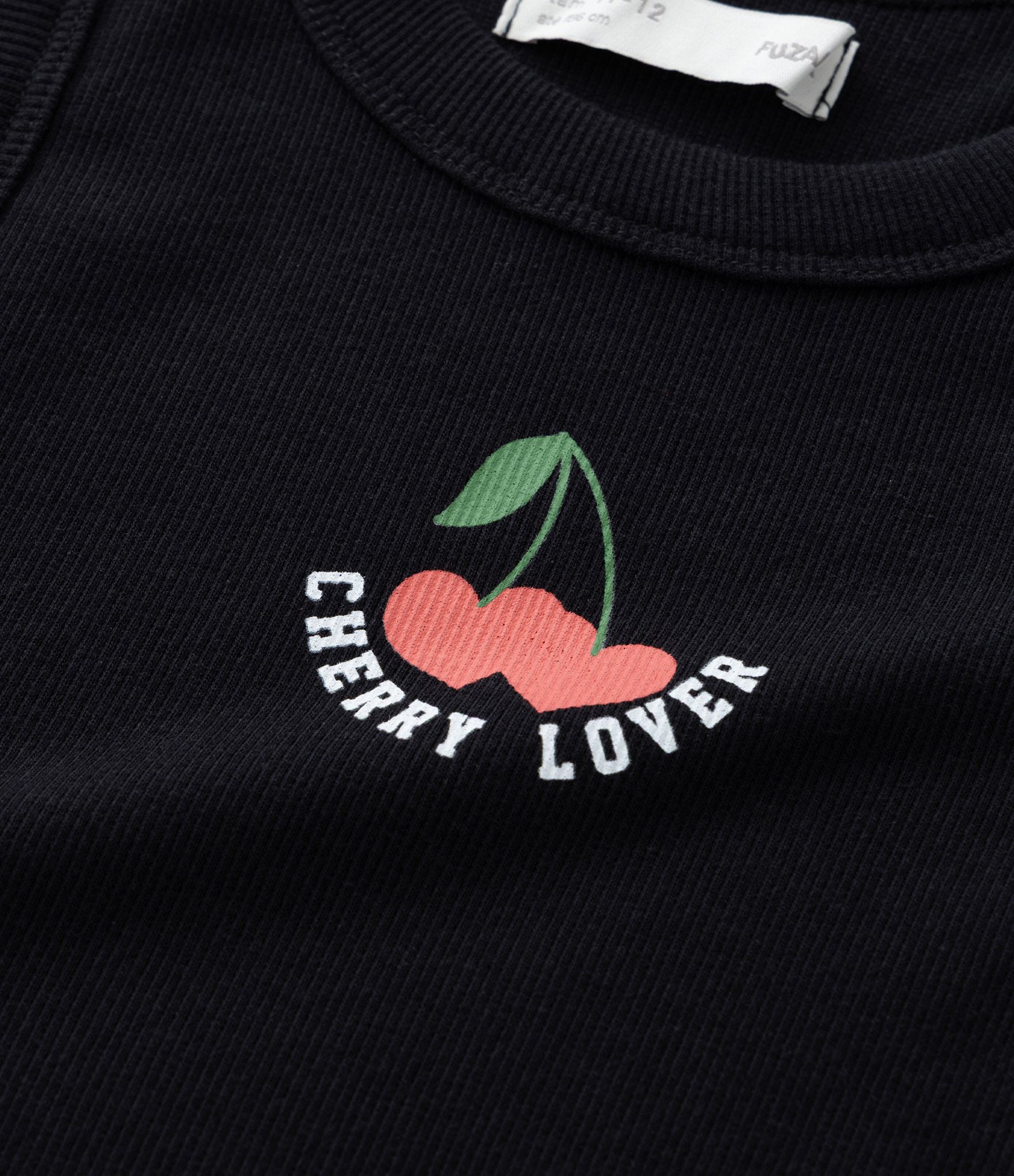 Vestido Infantil em Ribana com Estamoa Cereja - Tam 5 a 14 Anos Preto 6