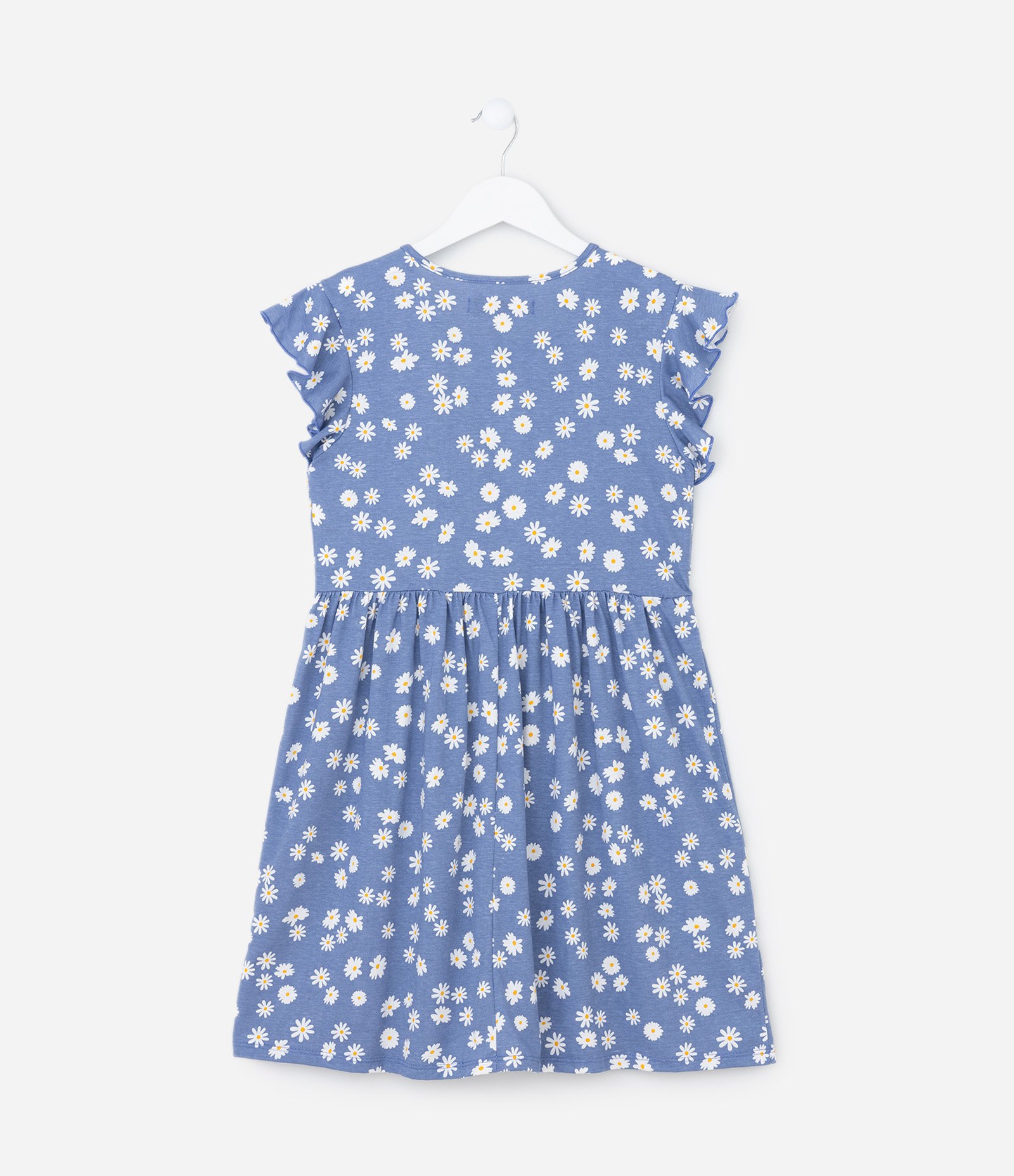 Vestido Infantil com Babadinho e Estampa Floral - Tam 5 a 14 Anos Azul 2