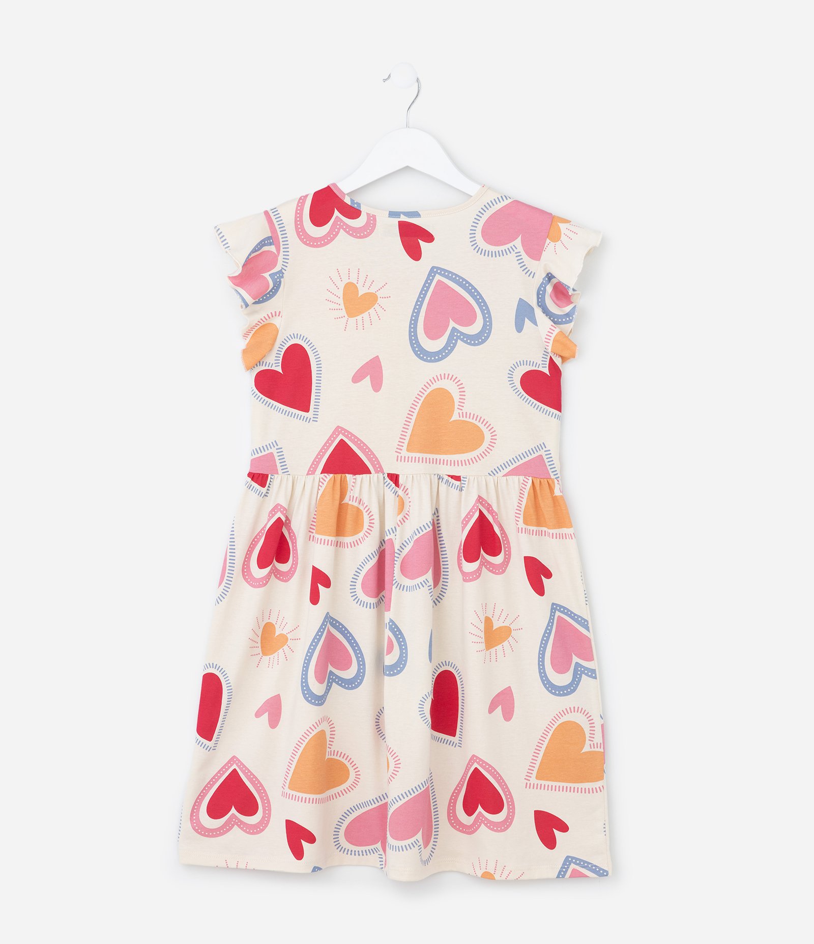 Vestido Infantil com Estampa Corações - Tam 5 a 14 Anos Bege 2