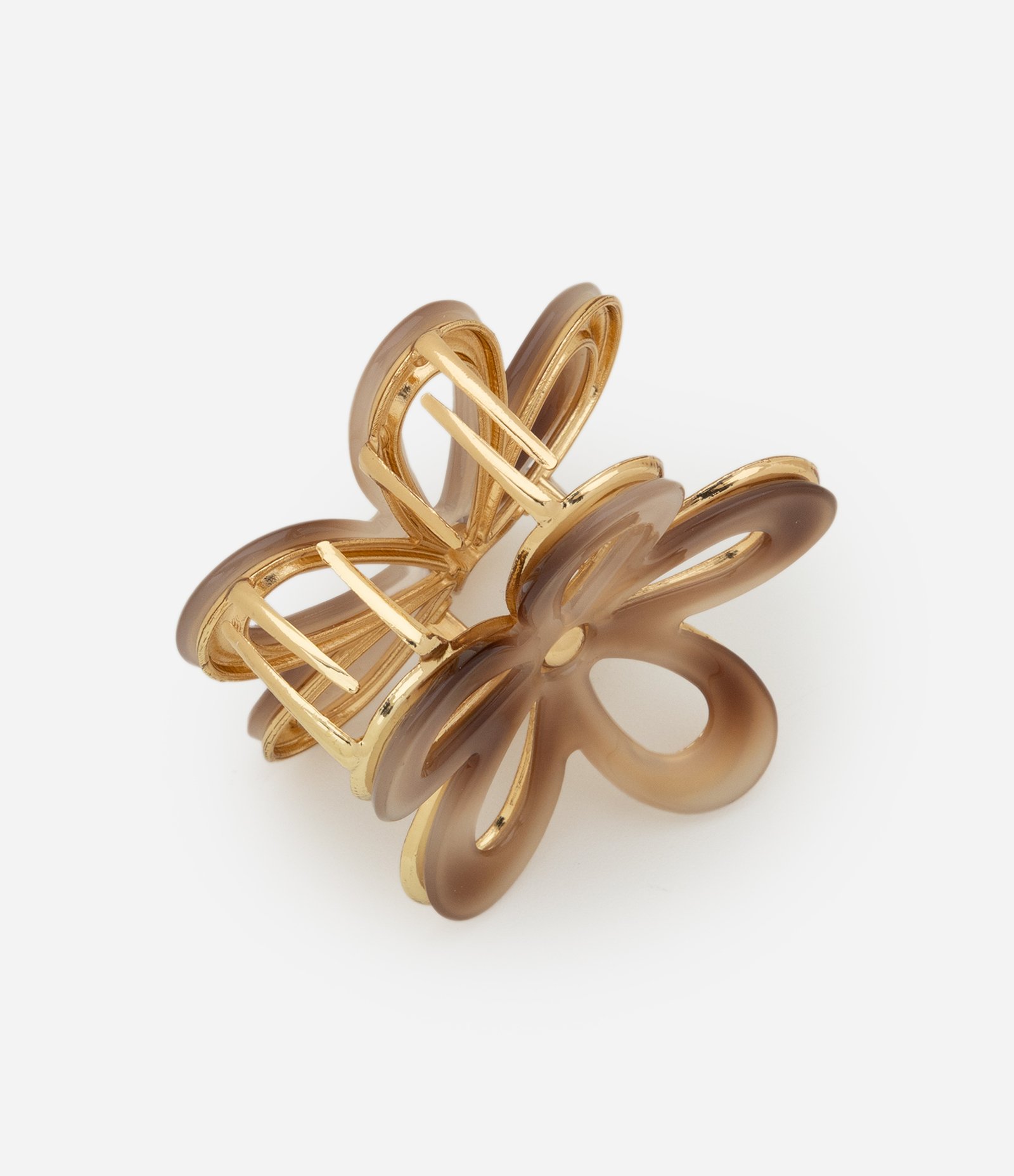 Piranha de Cabelo em Resina com Forma de Flor Marrom 2