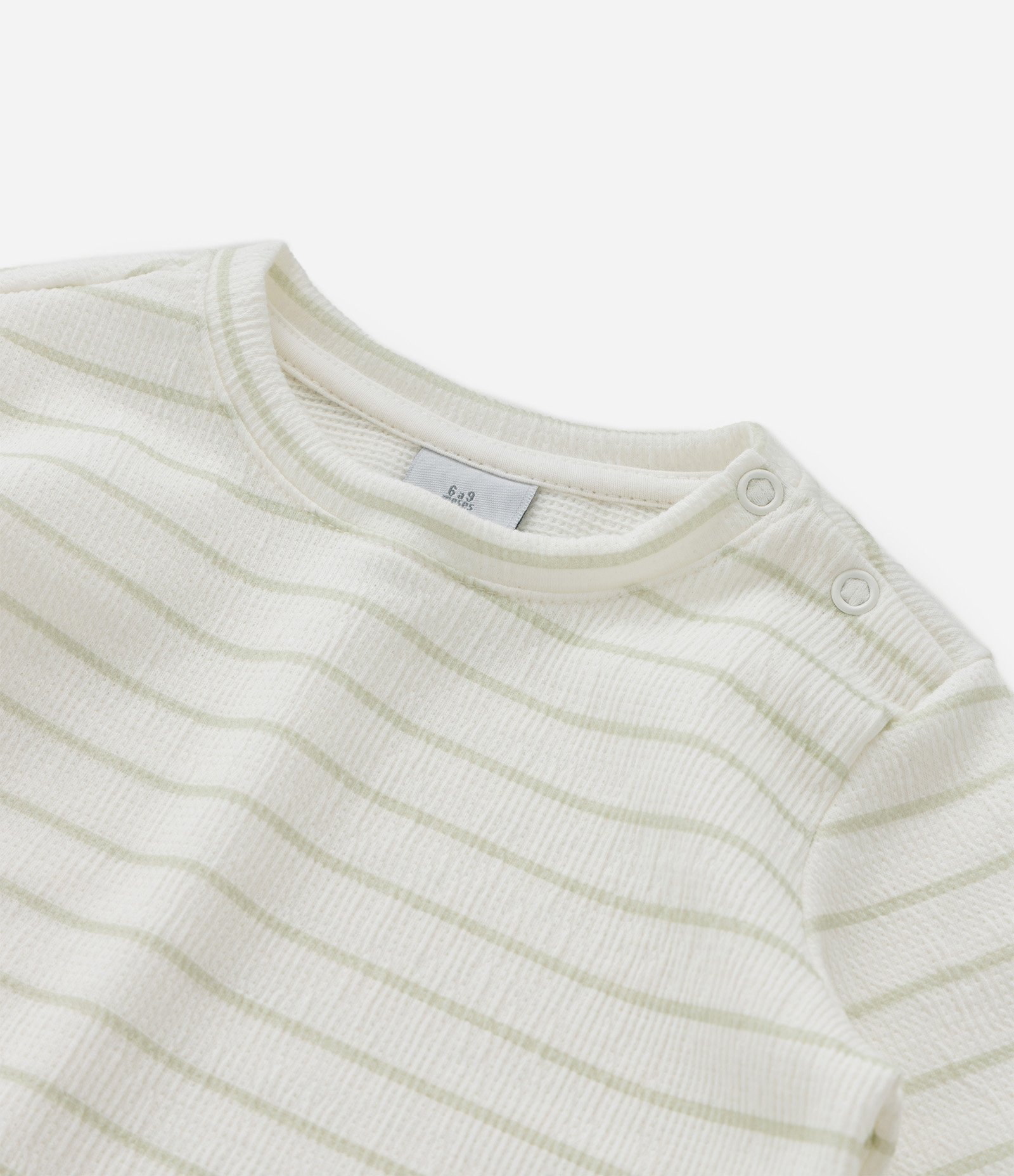 Conjunto Infantil com Estampa de Listras Texturizado - Tam 0 a 18 Meses Verde 10