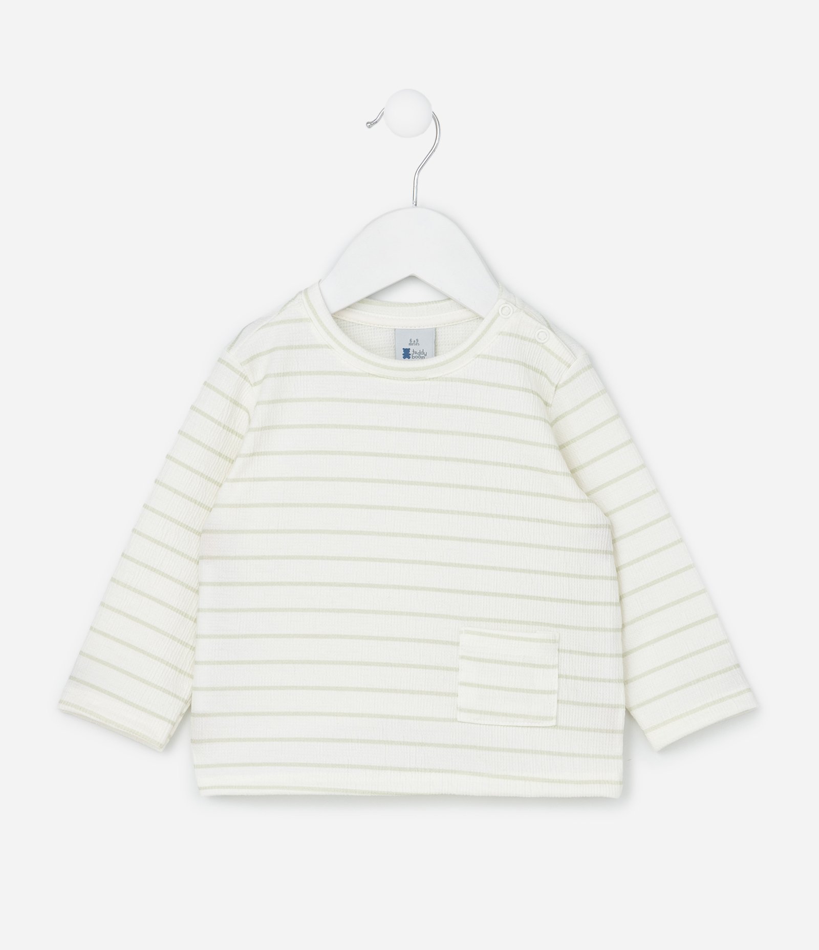 Conjunto Infantil com Estampa de Listras Texturizado - Tam 0 a 18 Meses Verde 3