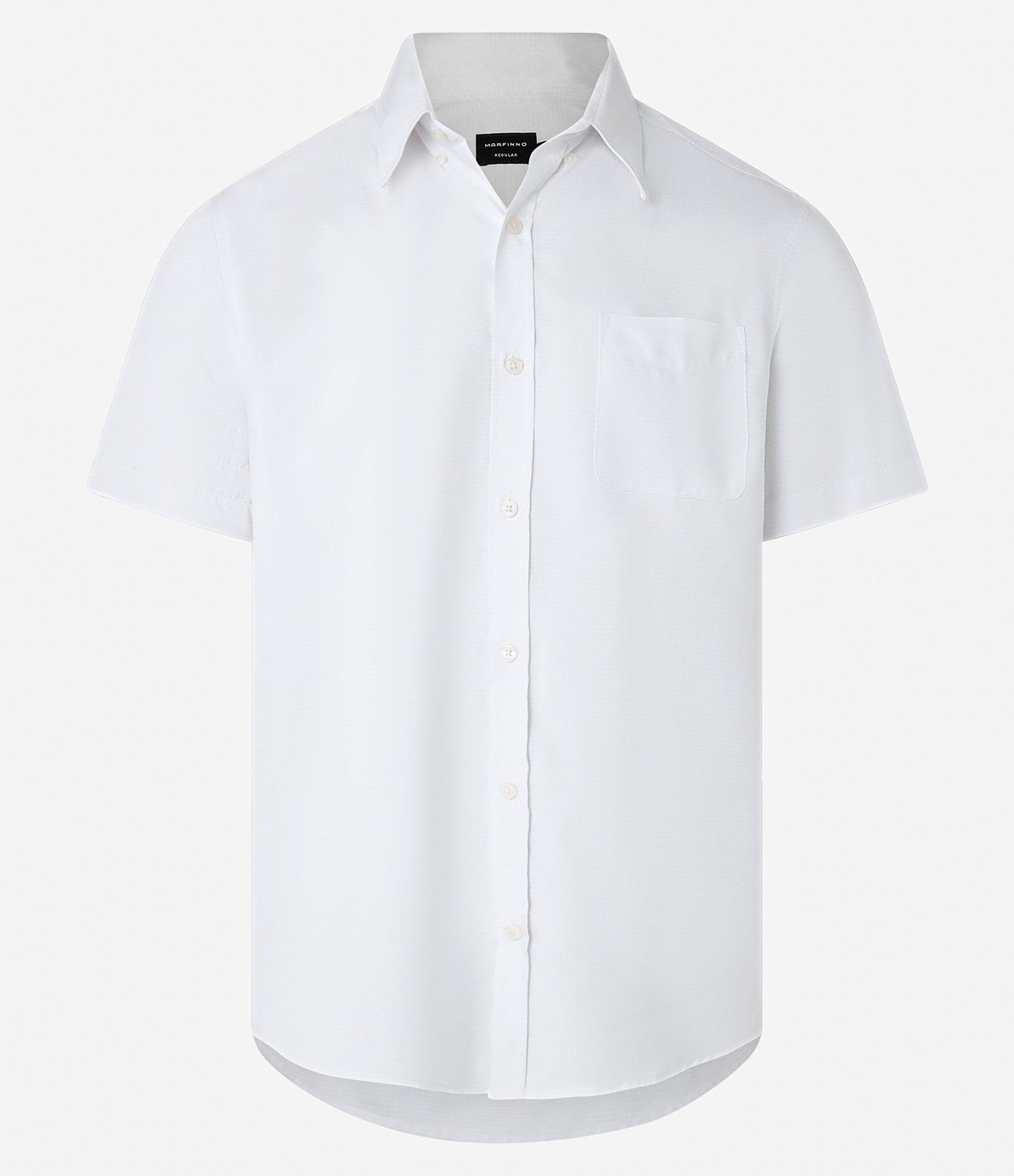 Camisa Regular em Tricoline com Fibra de Bambu Abotoamento e Bolso Branco 7