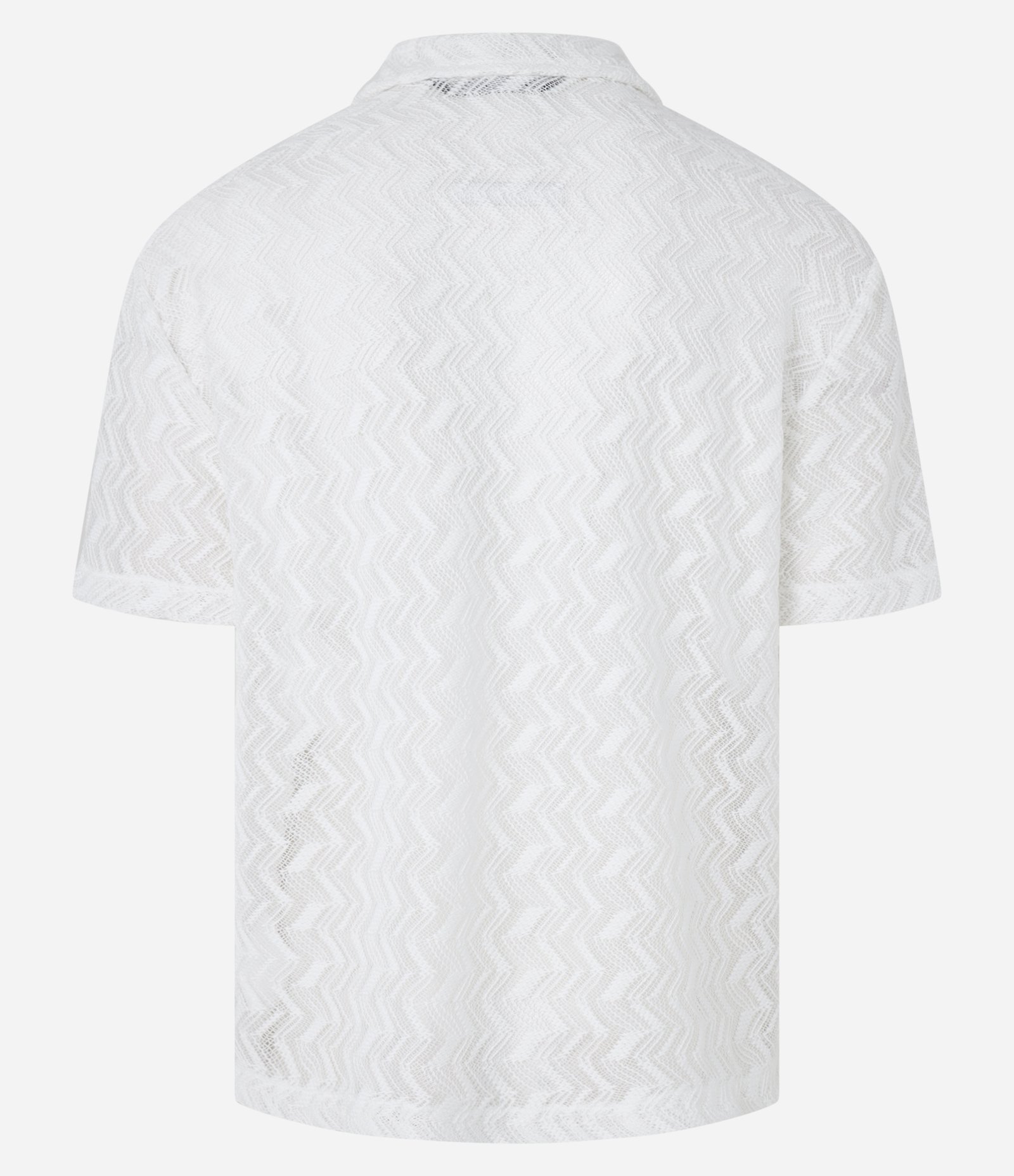 Camisa Boxy em Renda com Gola Bowling Texturizada Branco 10