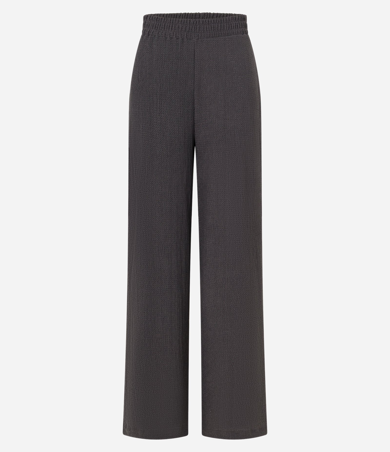 Calça Reta Texturizada com Cintura Alta Cinza 5