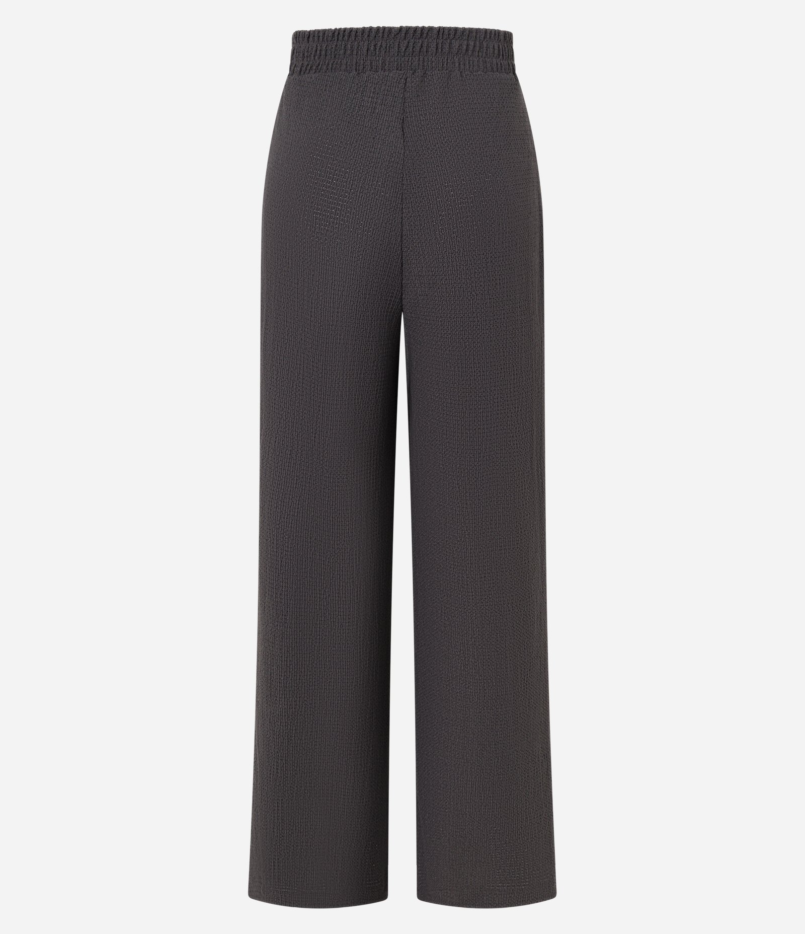 Calça Reta Texturizada com Cintura Alta Cinza 6