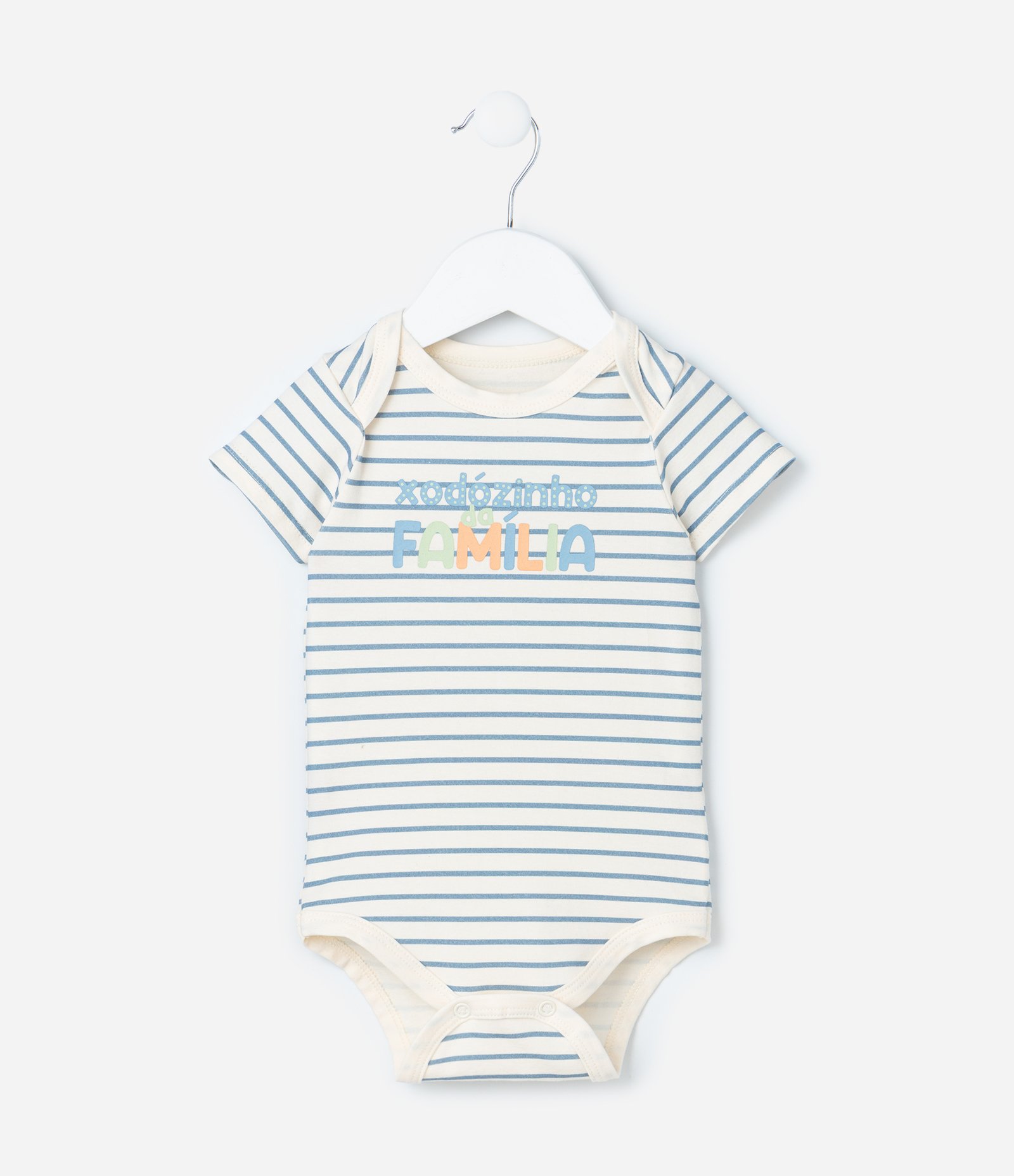 Body Infantil com Lettering Xodózinho da Família - Tam RN a 18 meses Bege/Azul 1