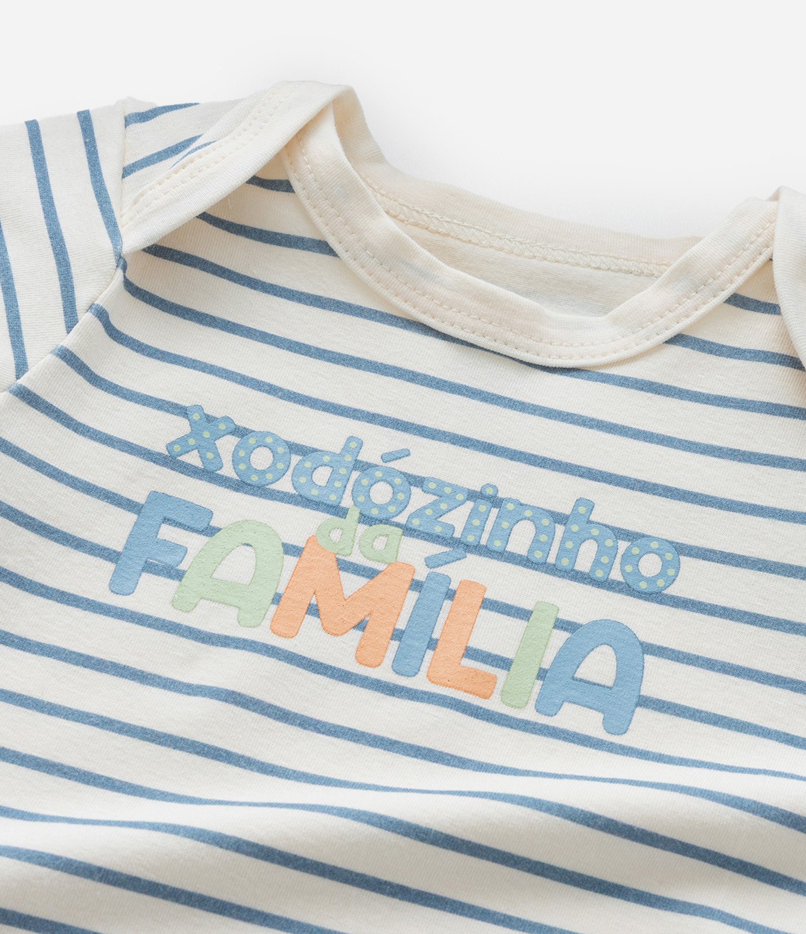 Body Infantil com Lettering Xodózinho da Família - Tam RN a 18 meses Bege/Azul 6