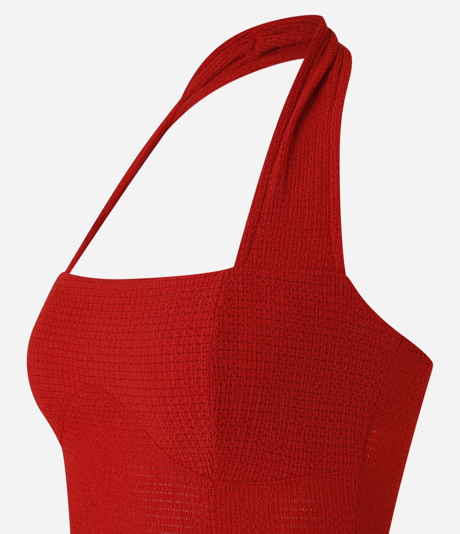 Blusa Frente Única Corsetada Texturizada Vermelho 7