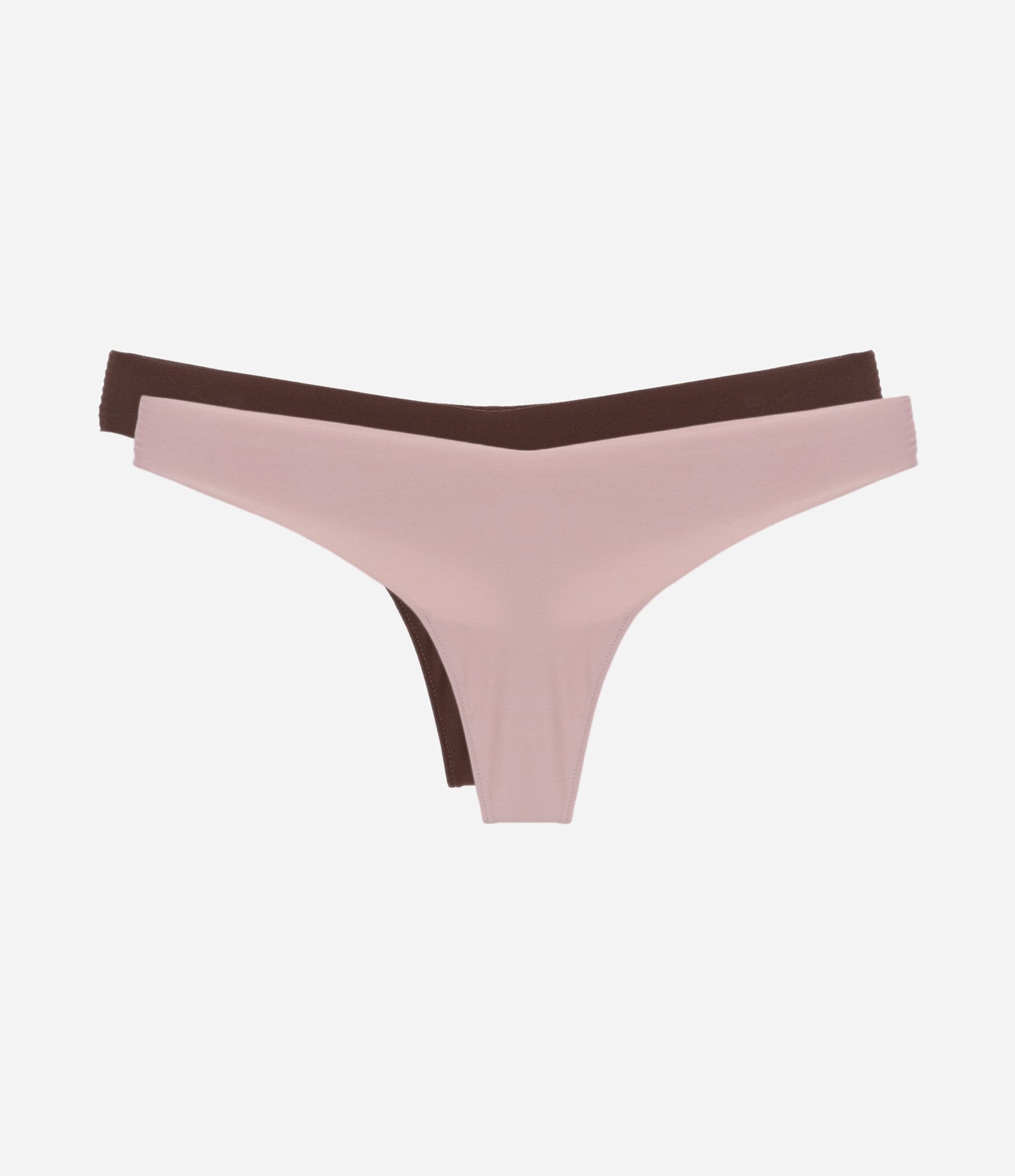 Kit 02 Calcinhas Biquíni Fio em Microfibra Marrom/Rosa Neutro 1