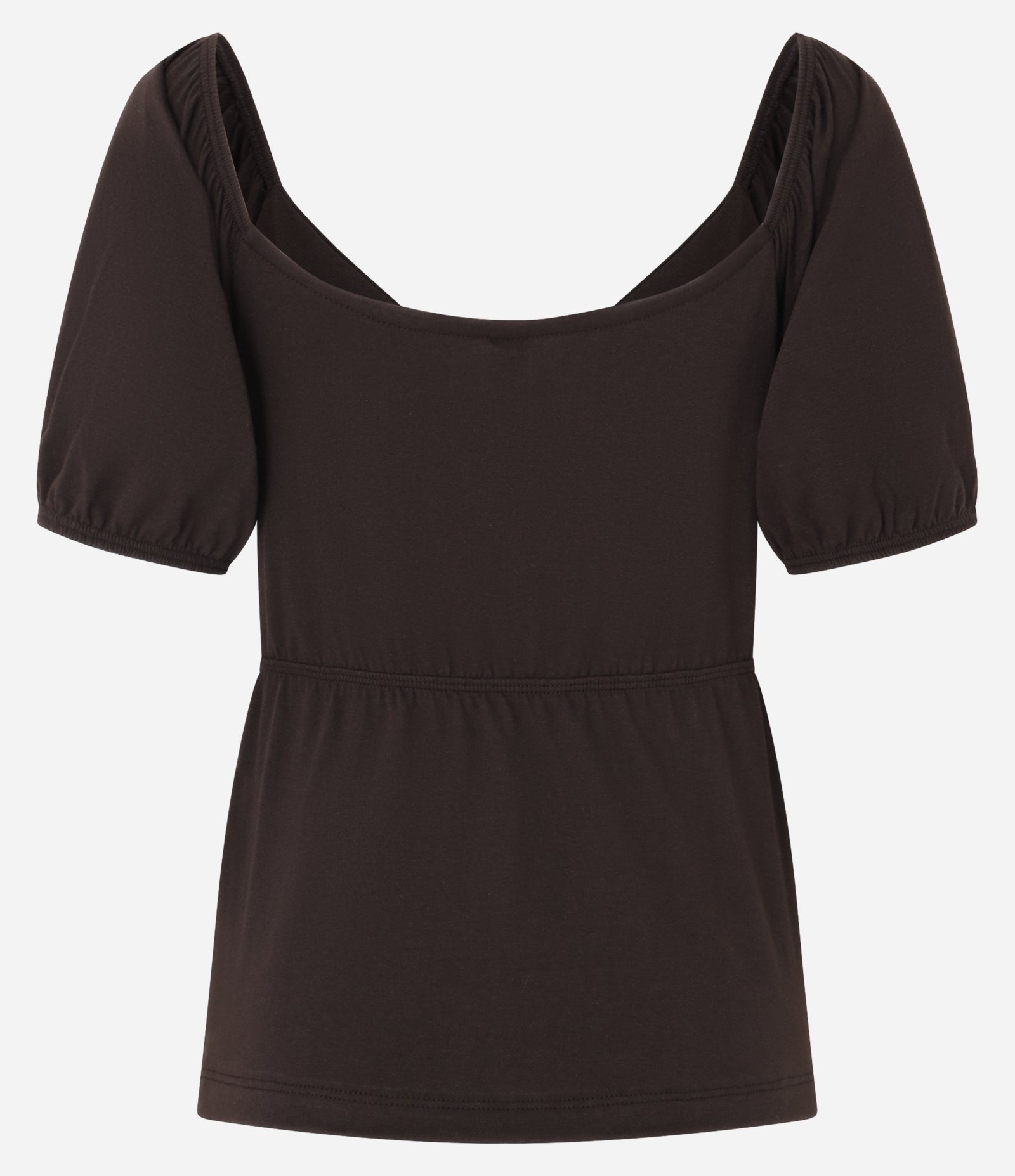 Blusa em Algodão com Mangas Bufantes e Amarração Frontal Marrom 5