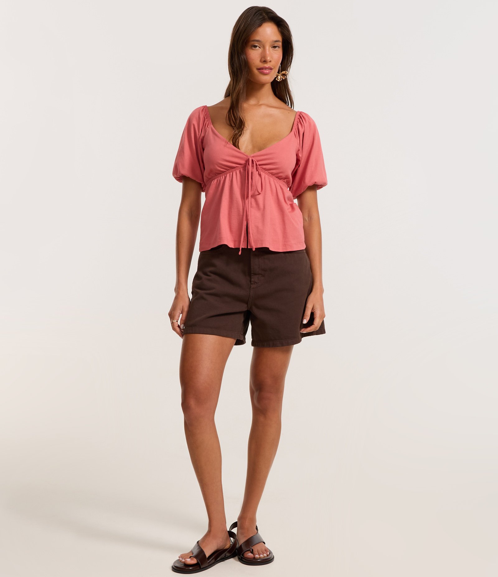 Blusa em Algodão com Mangas Bufantes e Amarração Frontal 2