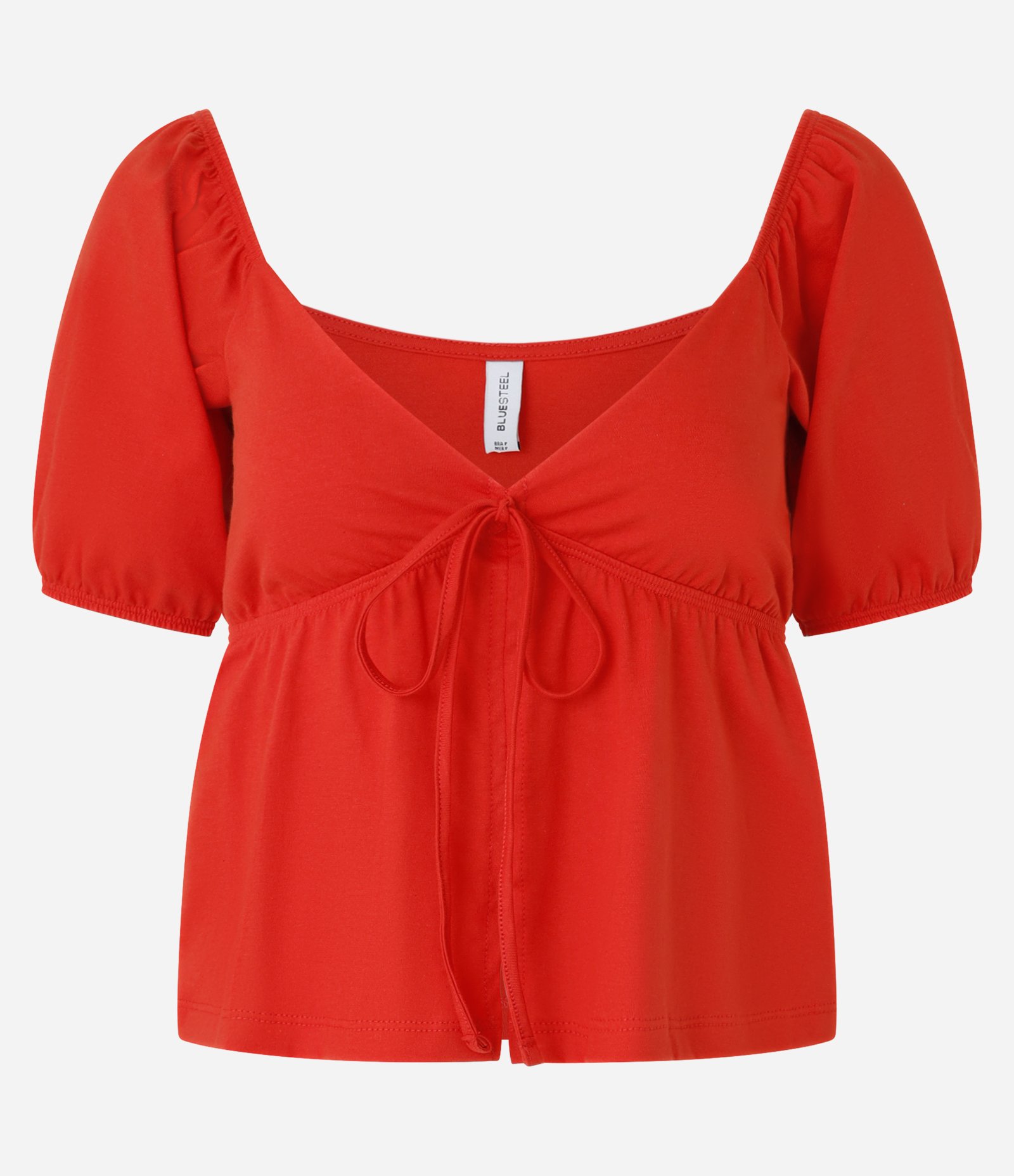 Blusa em Algodão com Mangas Bufantes e Amarração Frontal Laranja 4