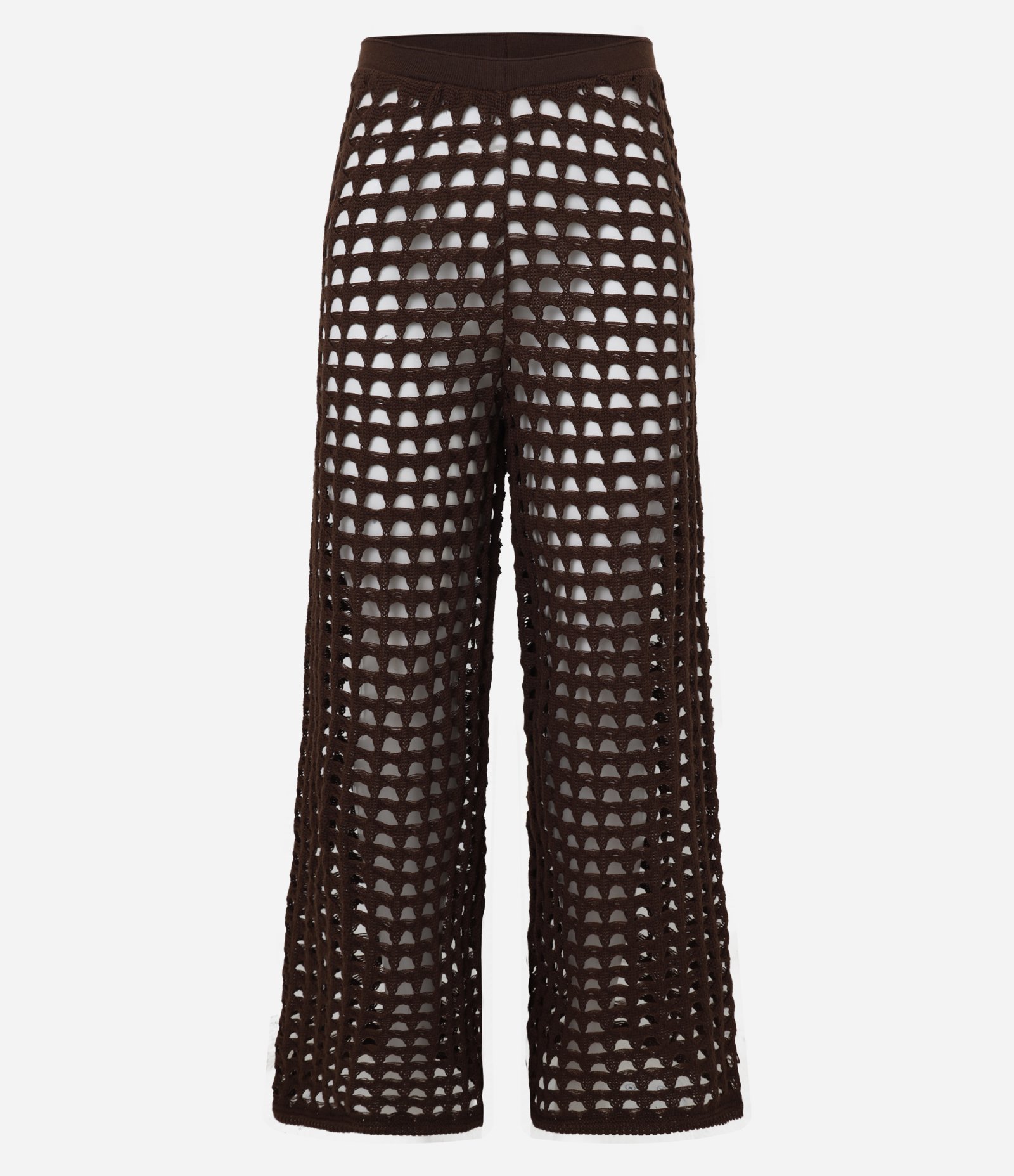 Saída de Praia Calça Efeito Crochê Vazado Marrom 5