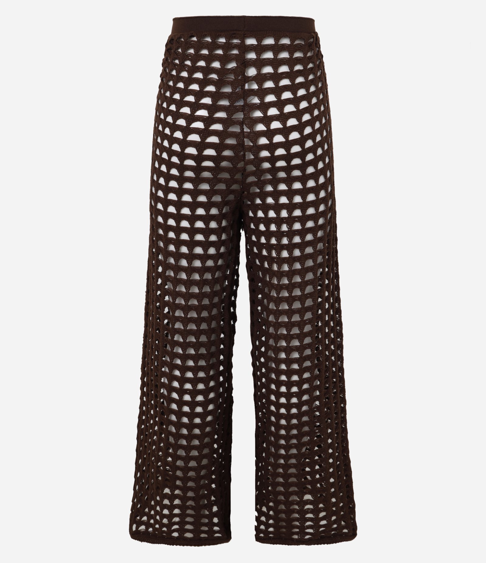 Saída de Praia Calça Efeito Crochê Vazado Marrom 6