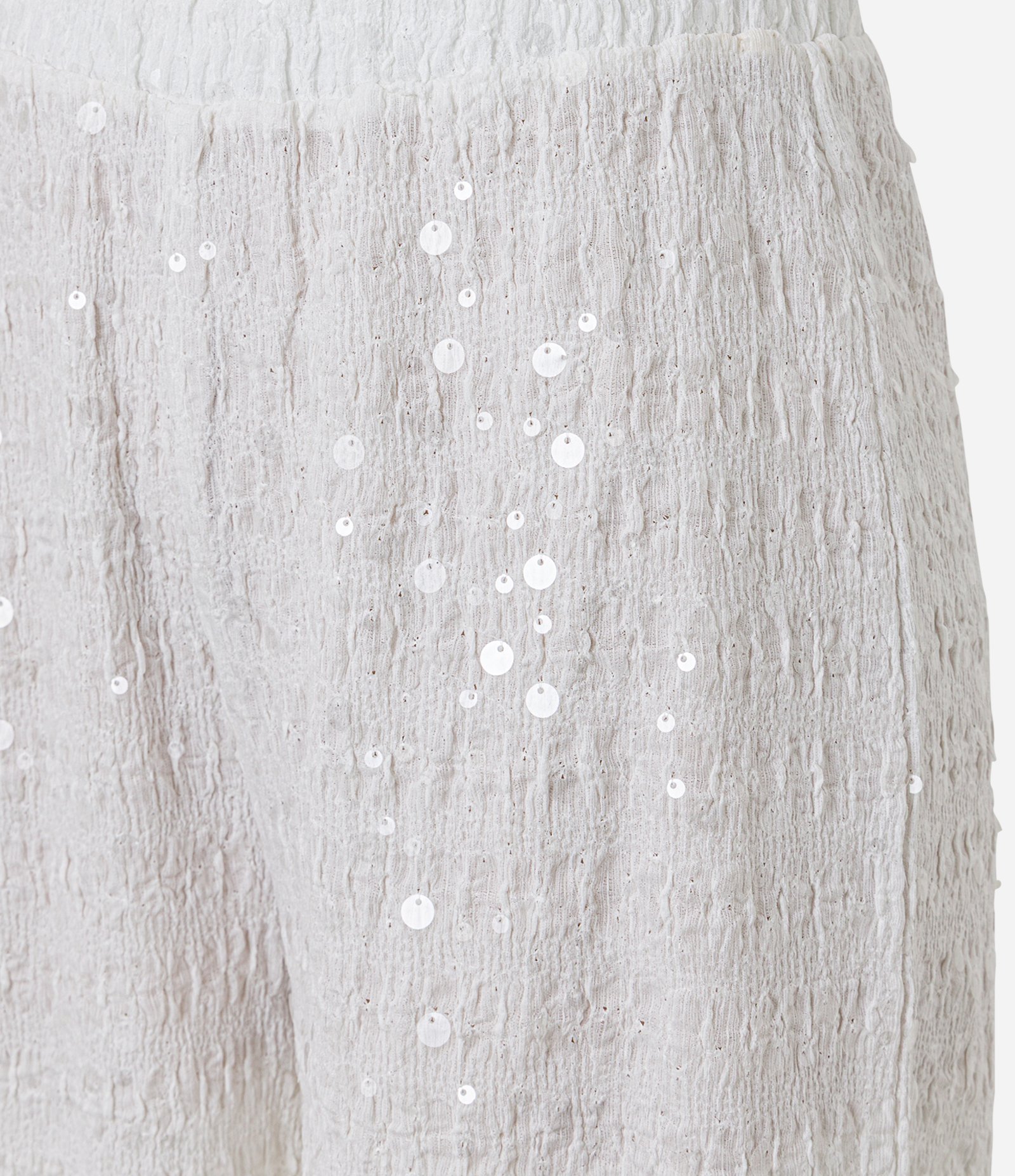 Calça Wide Leg em Paetê com Cintura Elástica Branco 7