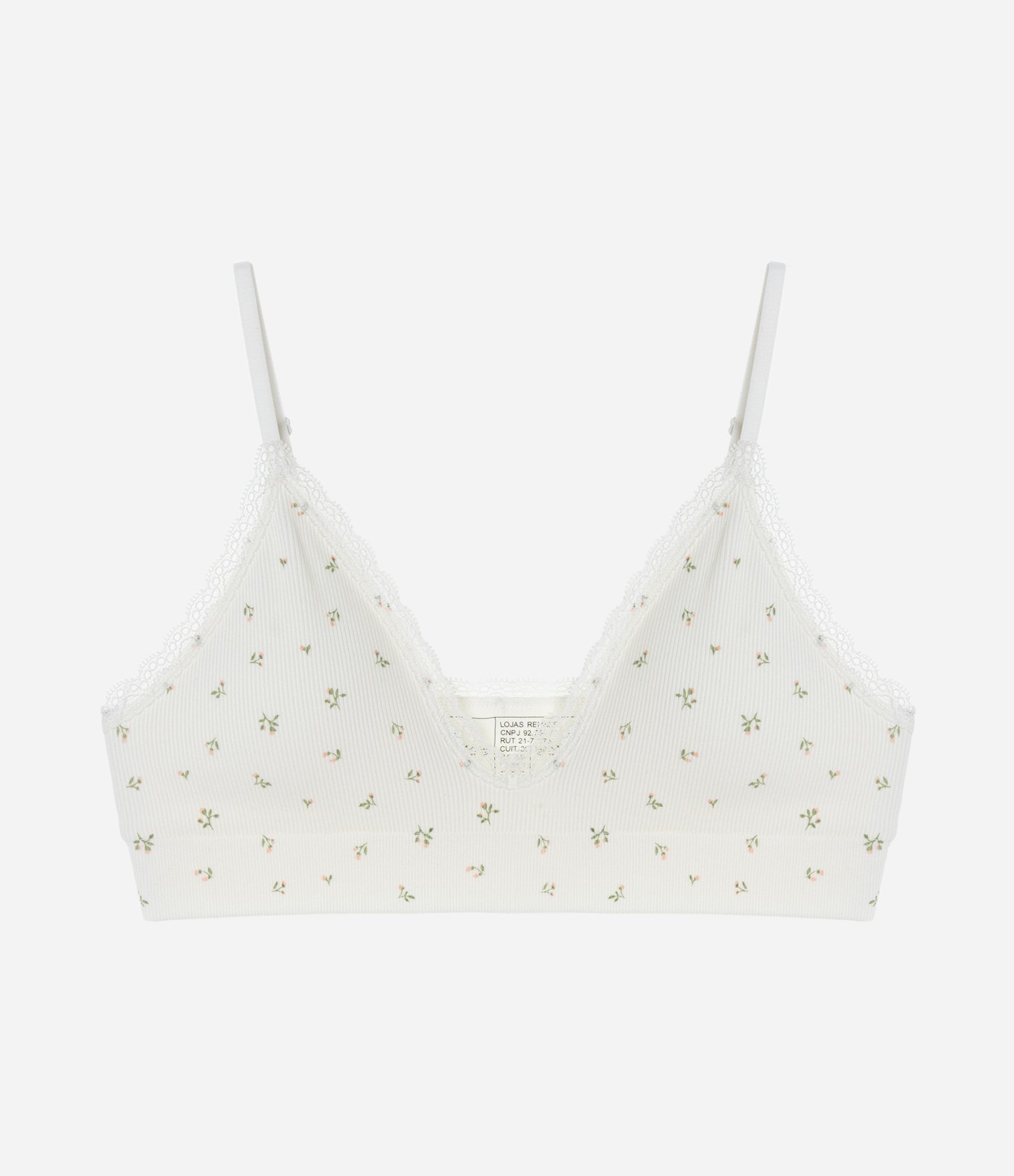 Sutiã Top Seamless Texturizado com Estampa Floral Off White 3