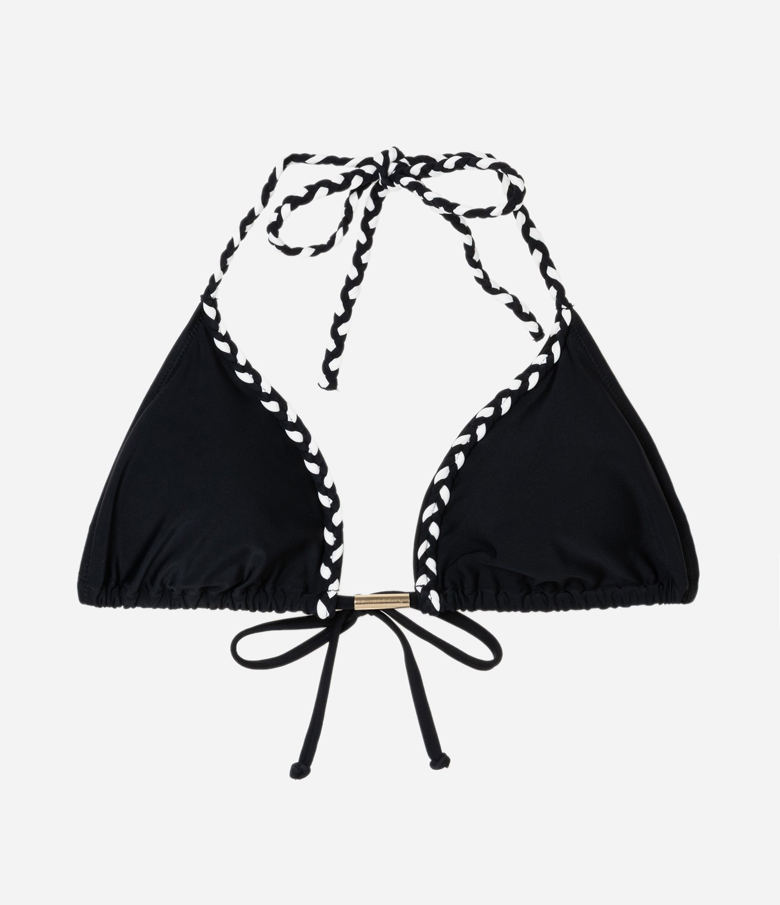 Top Biquíni Em Microfibra Cortininha Com Trançado Preto 5