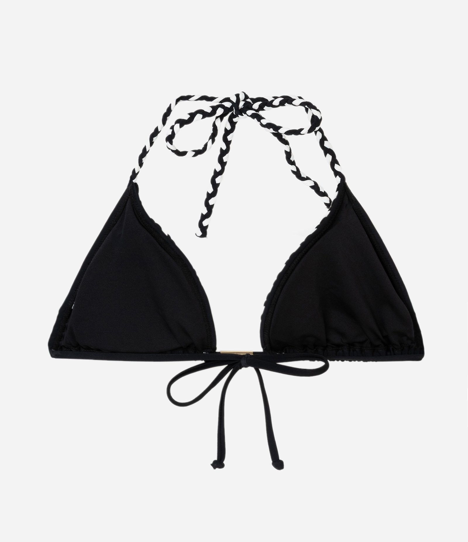 Top Biquíni Em Microfibra Cortininha Com Trançado Preto 6