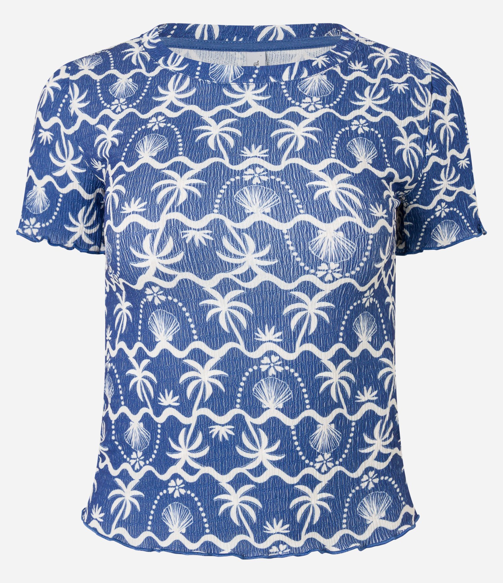 Blusa Texturizada com Estampa Conchinhas e Frufru na Barra Azul 4