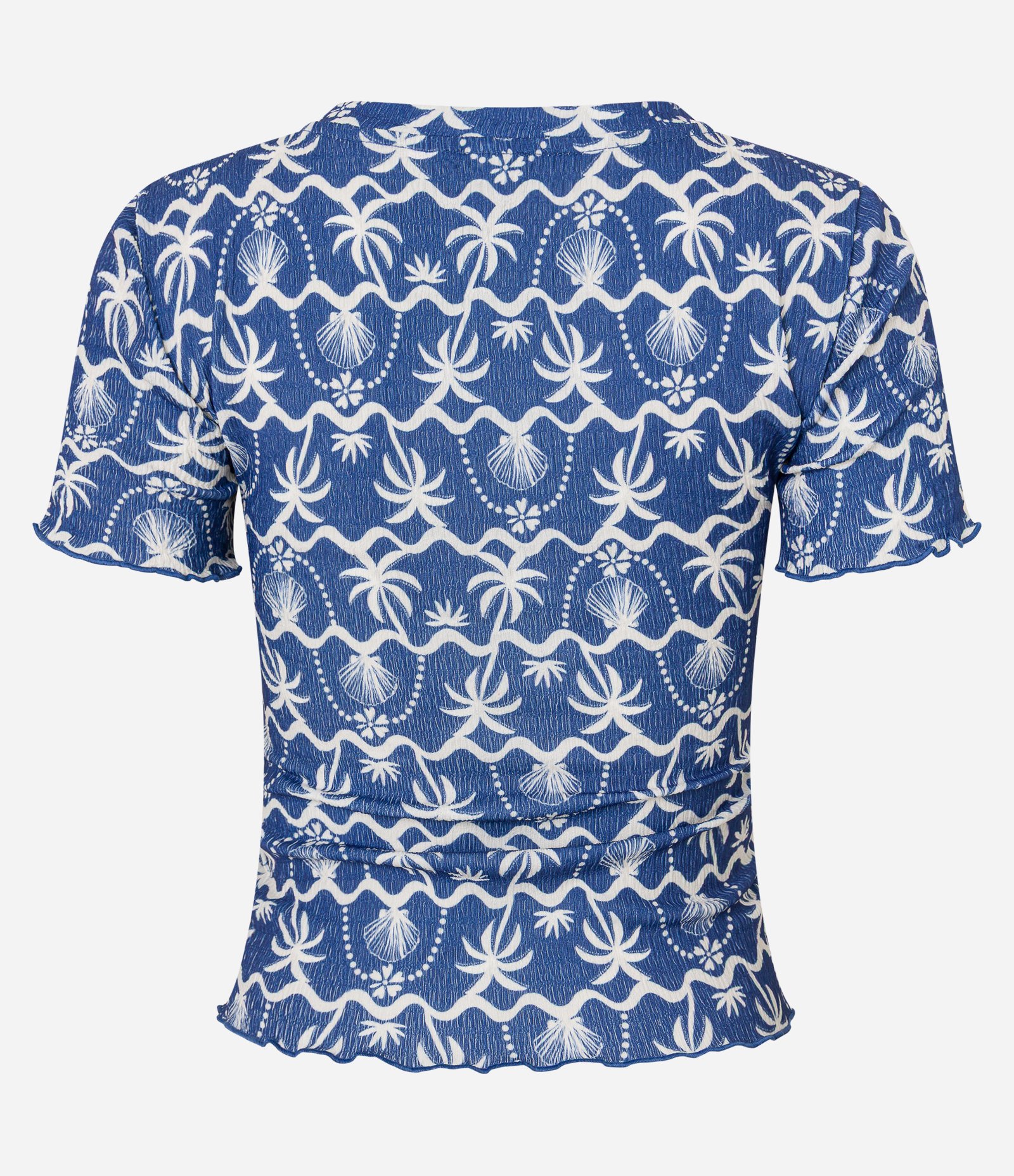 Blusa Texturizada com Estampa Conchinhas e Frufru na Barra Azul 5