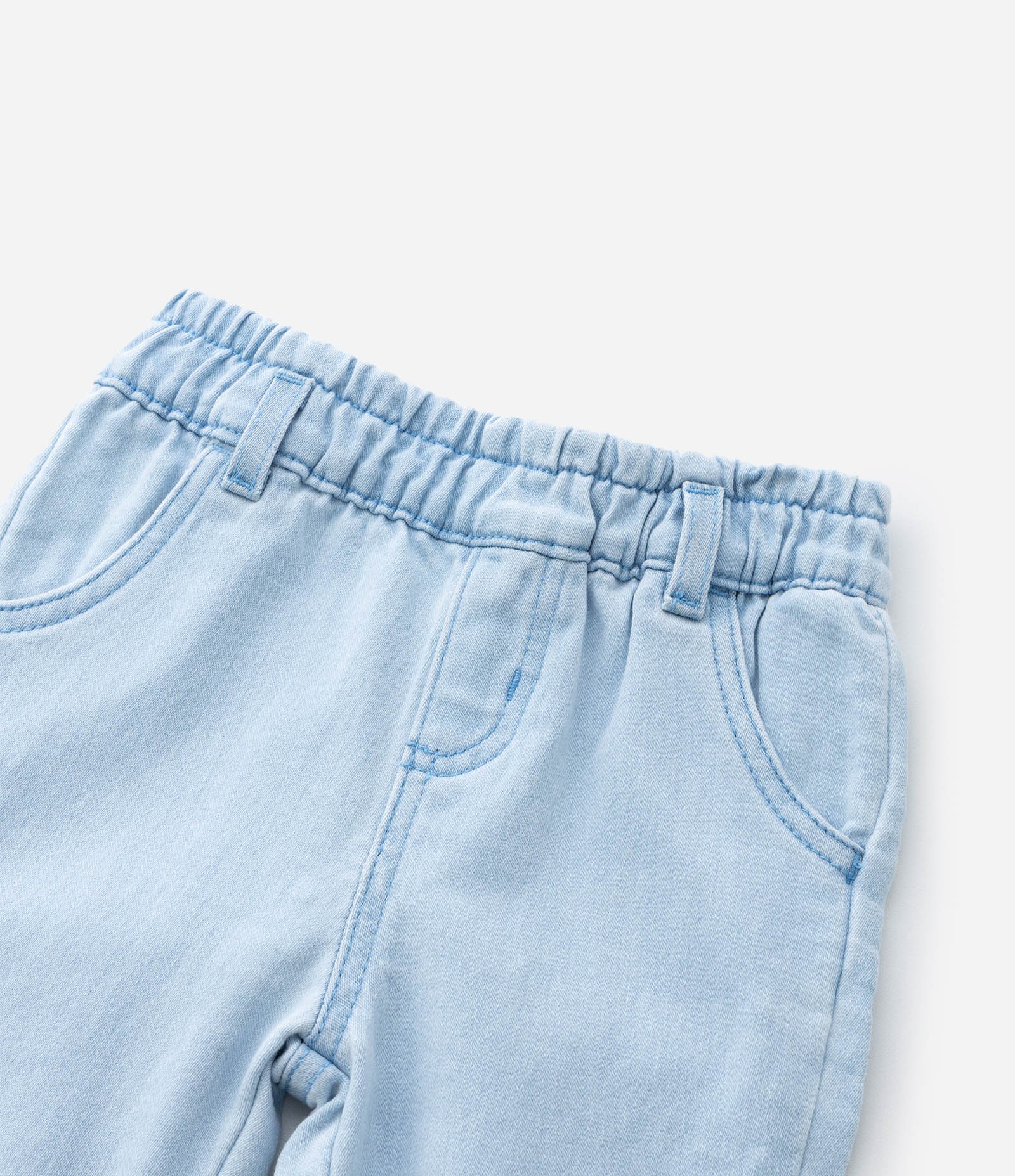 Calça Infantil Clochard em Jeans com Cinto Estampado - Tam 3 a 18 Meses Claro 6