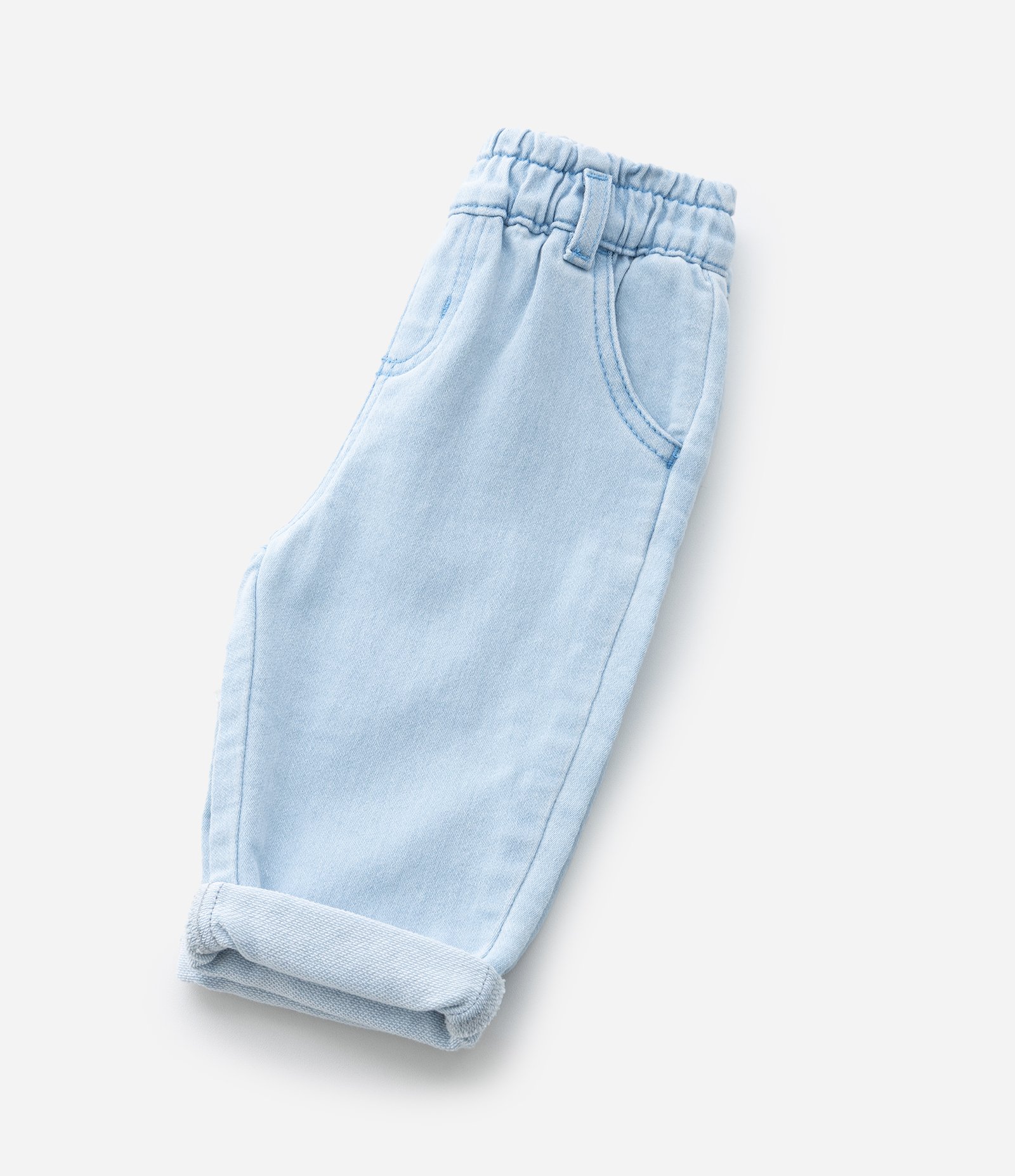 Calça Infantil Clochard em Jeans com Cinto Estampado - Tam 3 a 18 Meses Claro 8