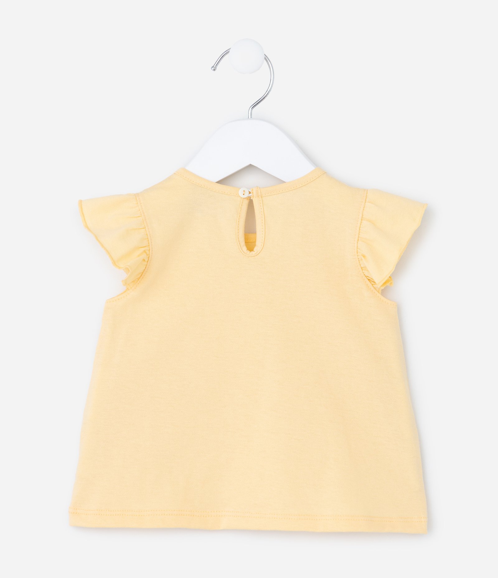 Conjunto Infantil em Algodão Estampa de Flor e Besourinha - Tam 0 A 18 Meses Amarelo/Rosa 4