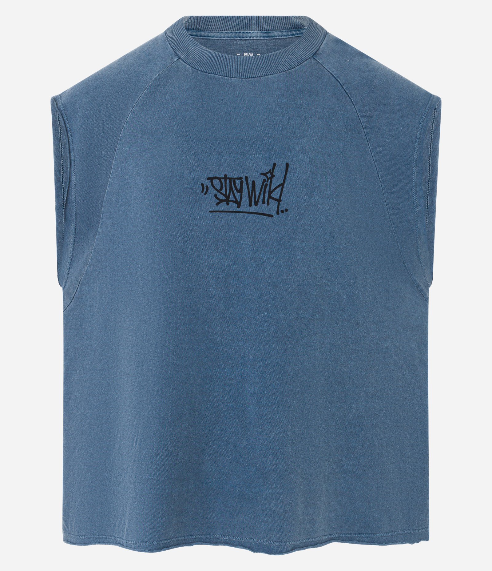 Regata Boxy em Algodão com Estampa Lettering e Efeito Estonado Azul 6