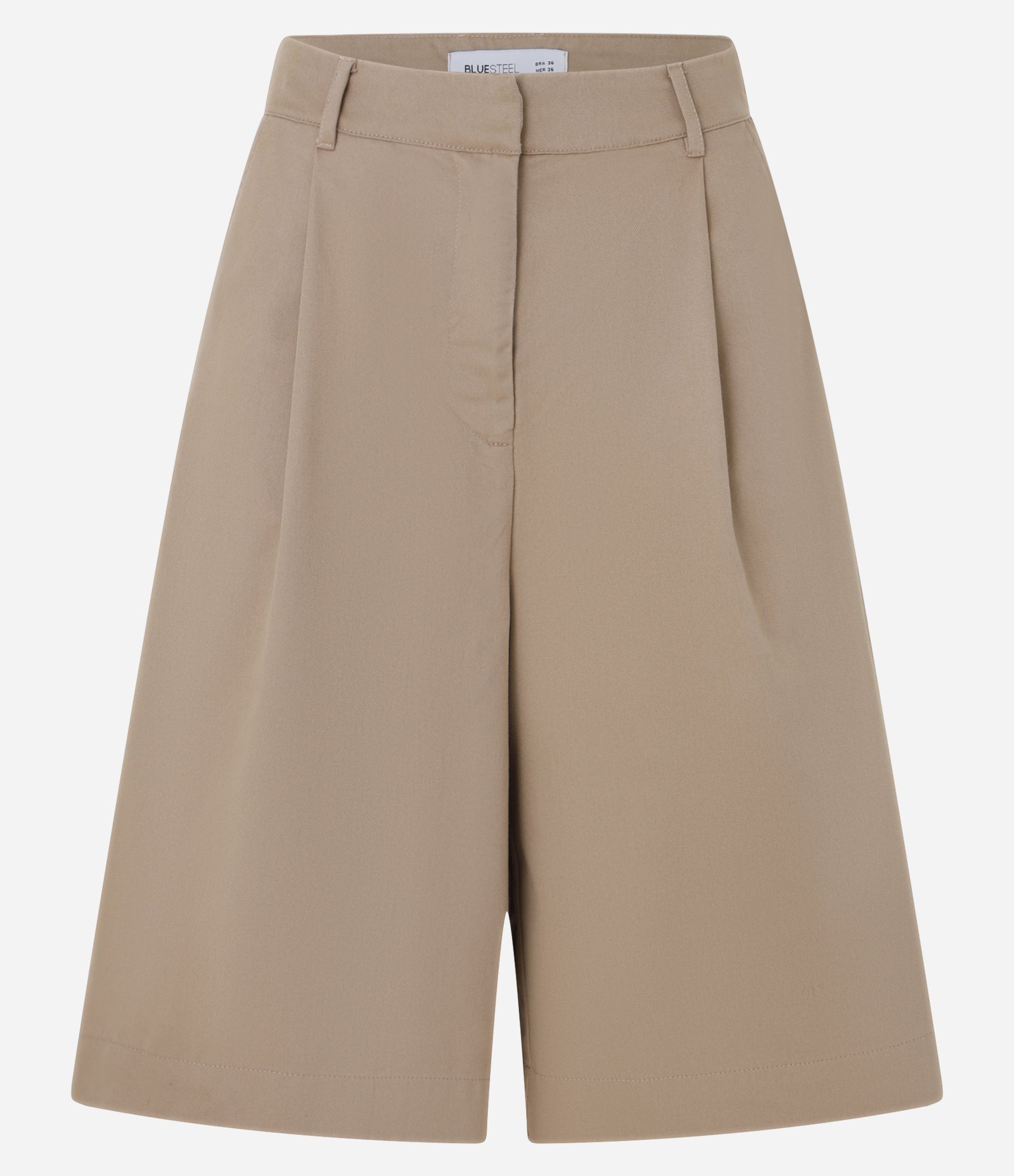 Bermuda Jorts em Sarja Alfaiatada com Pregas Bege 7