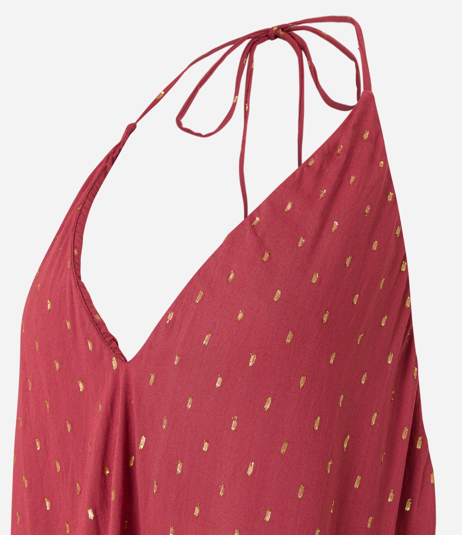 Blusa Frente Única em Cetim com Aplicação de Brilhos Vermelho 5