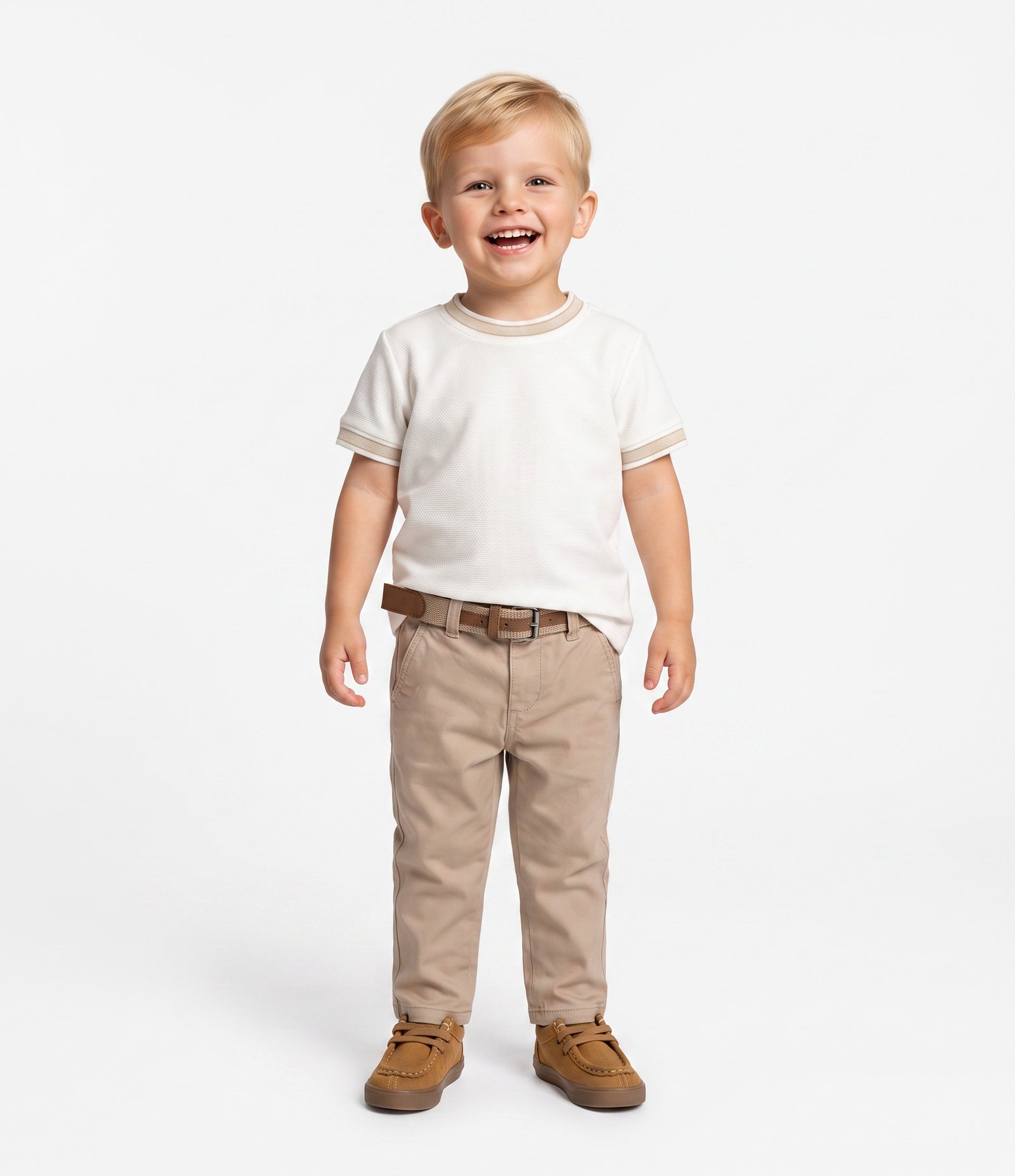 Camiseta Infantil Texturizada com Viés Contrastantes - Tam 1 a 6 Anos Off White 1