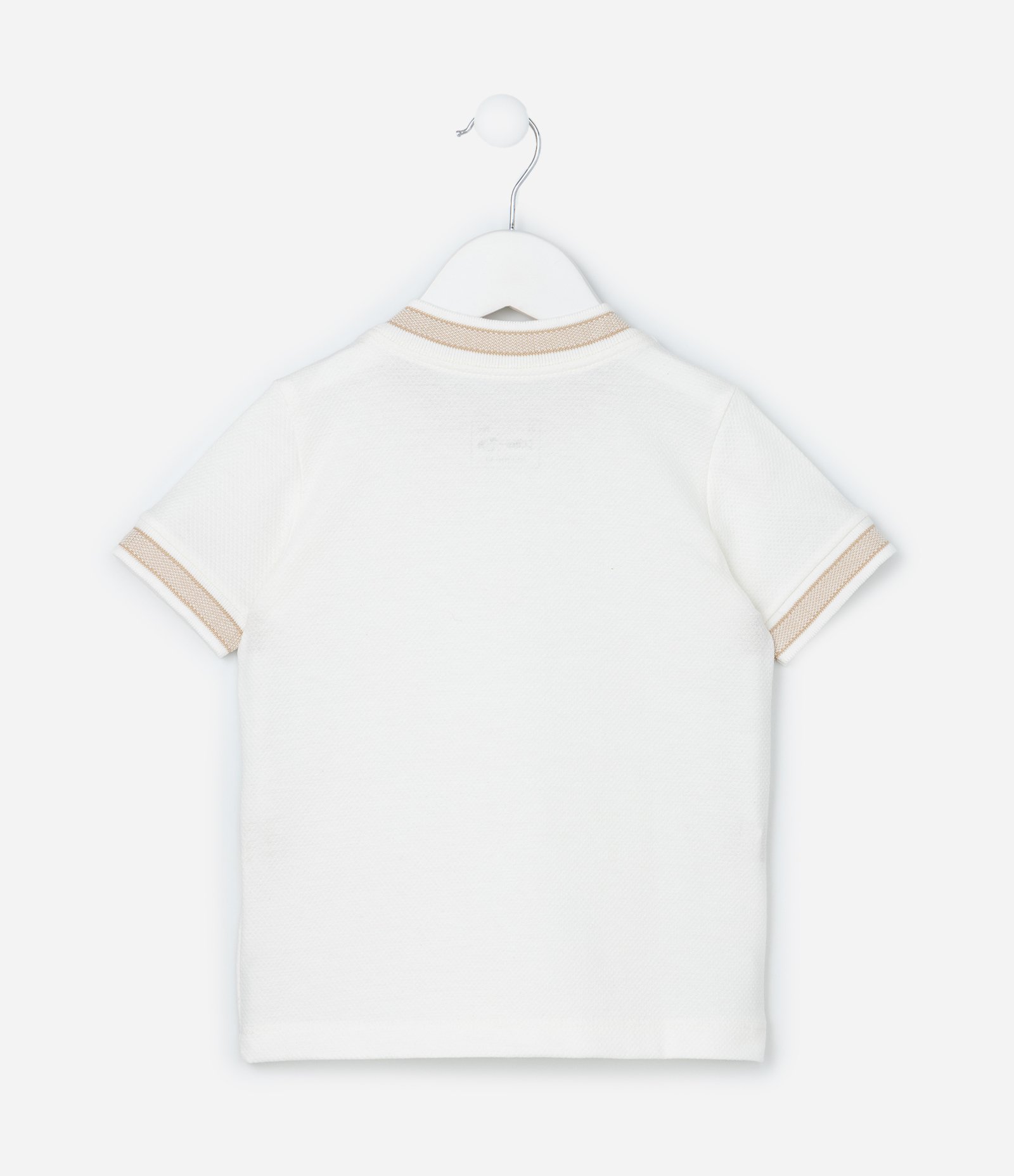 Camiseta Infantil Texturizada com Viés Contrastantes - Tam 1 a 6 Anos Off White 2