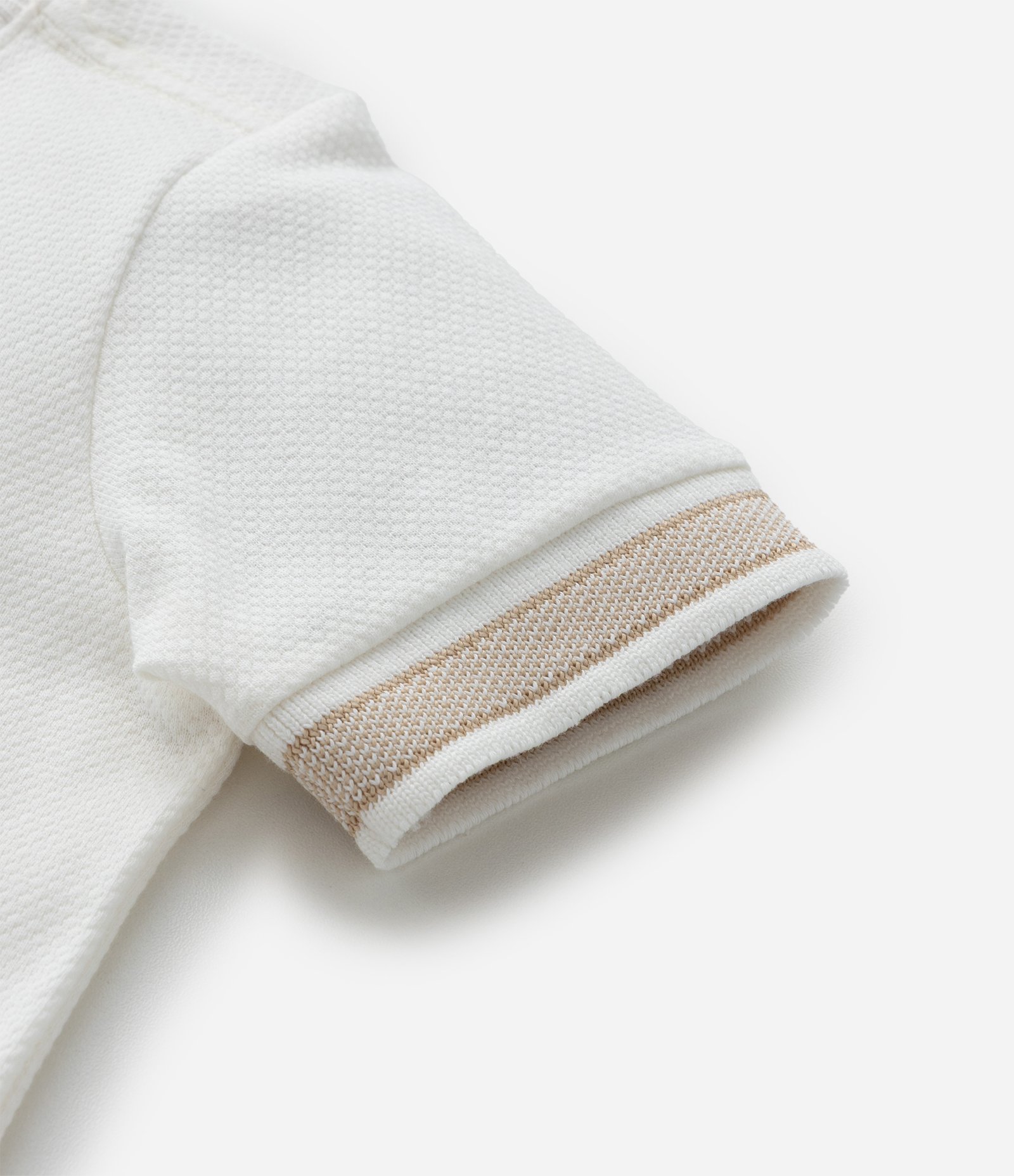 Camiseta Infantil Texturizada com Viés Contrastantes - Tam 1 a 6 Anos Off White 4