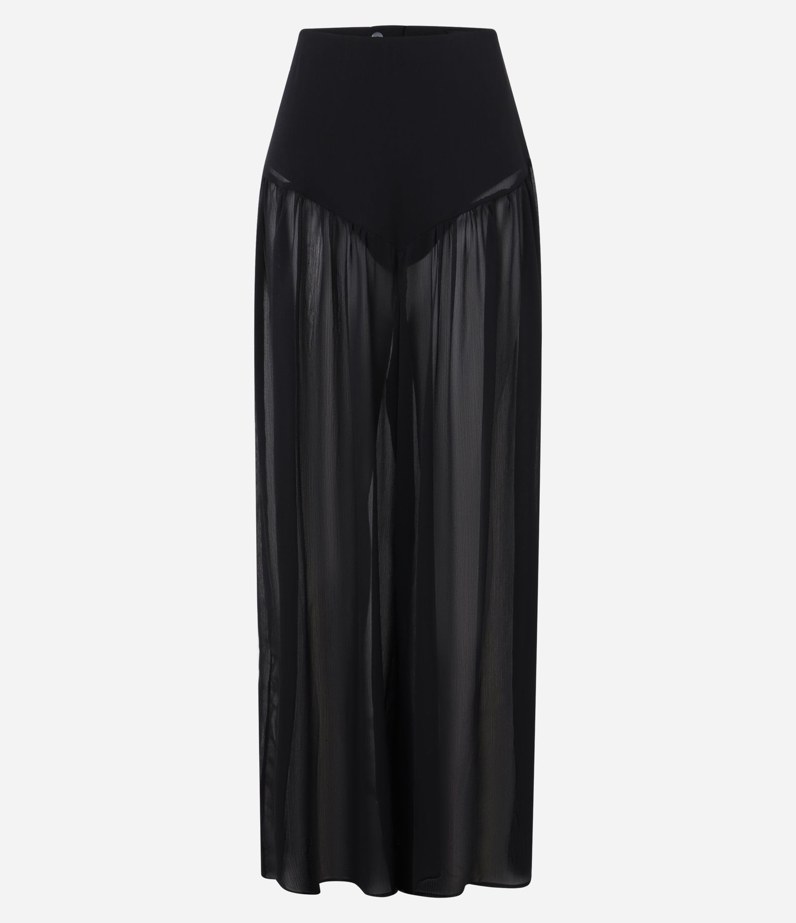 Calça Pantalona em Chiffon com Forro Curto Preto 7